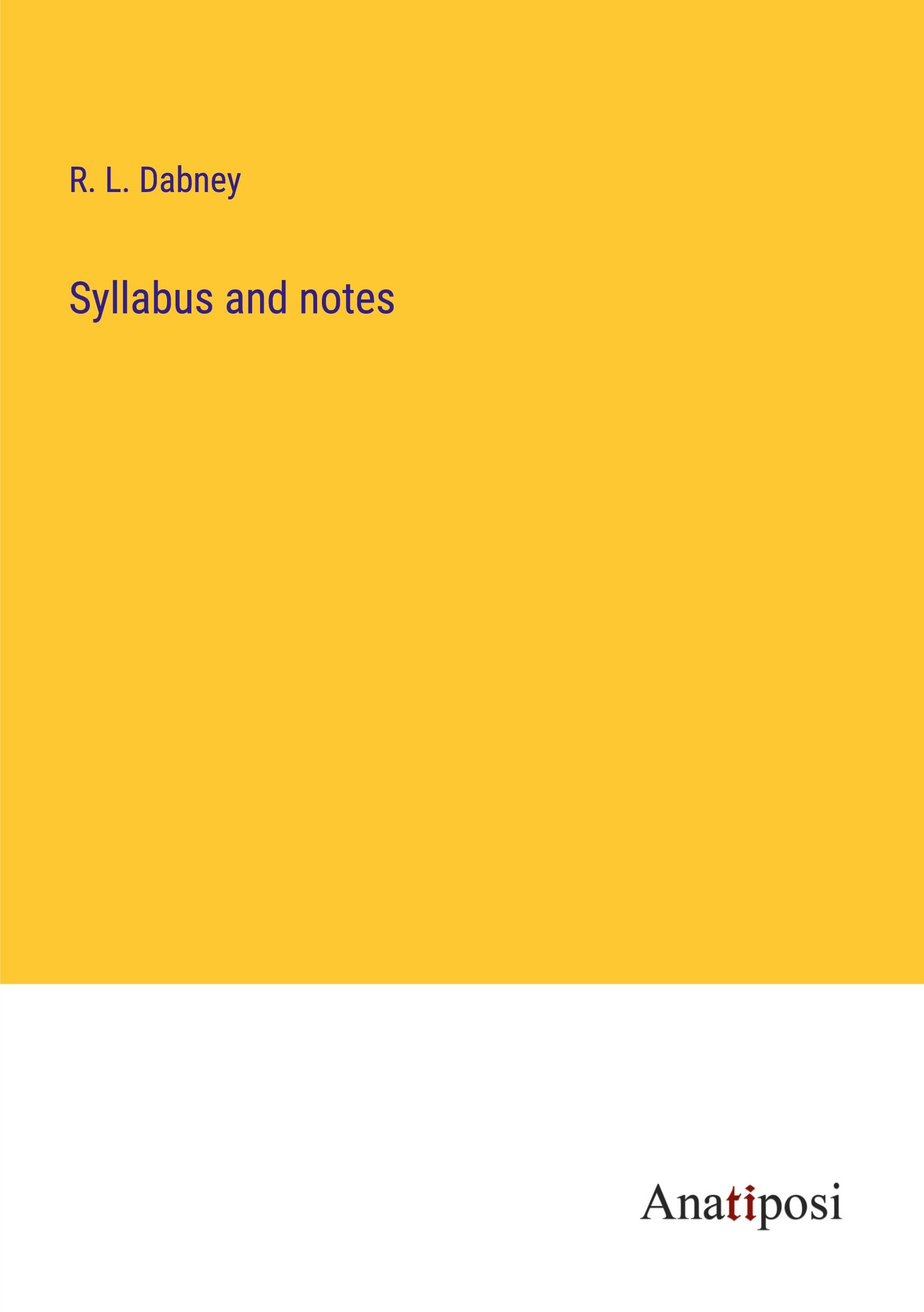 Syllabus and notes