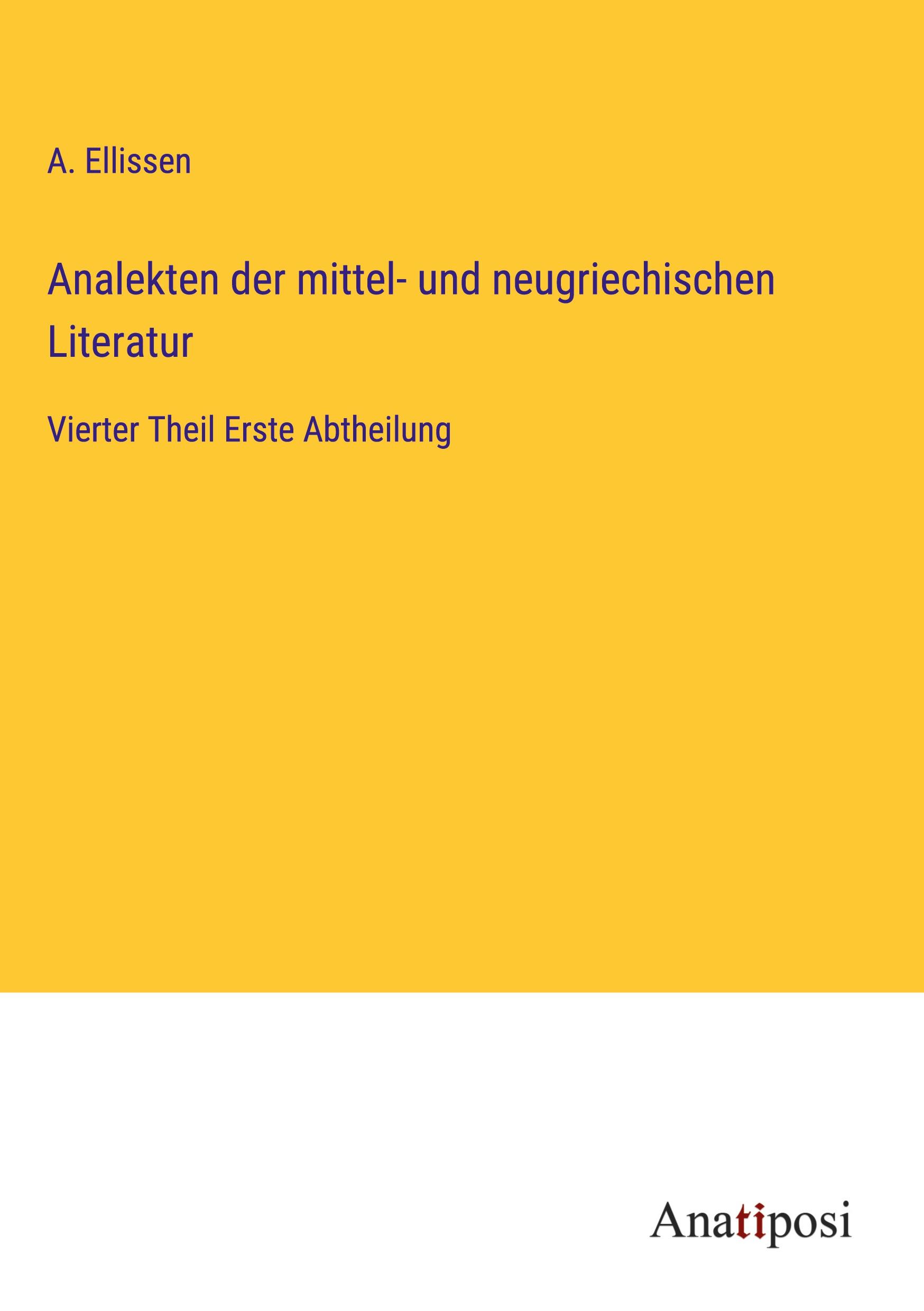 Analekten der mittel- und neugriechischen Literatur