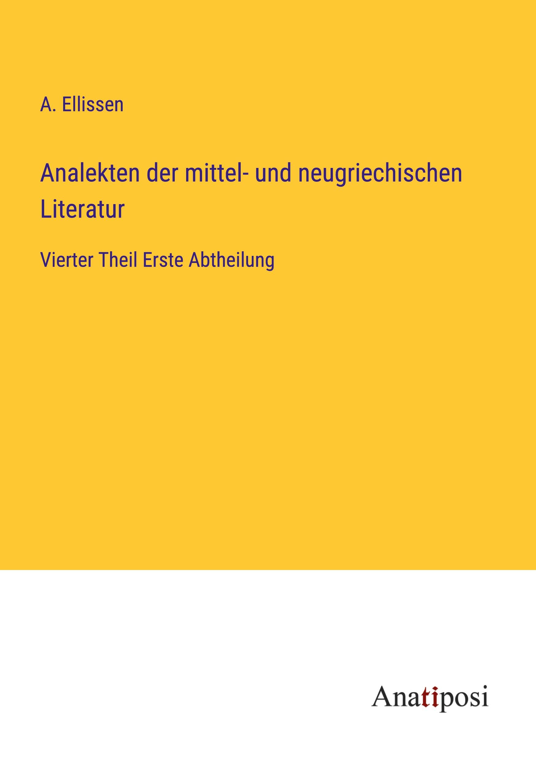 Analekten der mittel- und neugriechischen Literatur