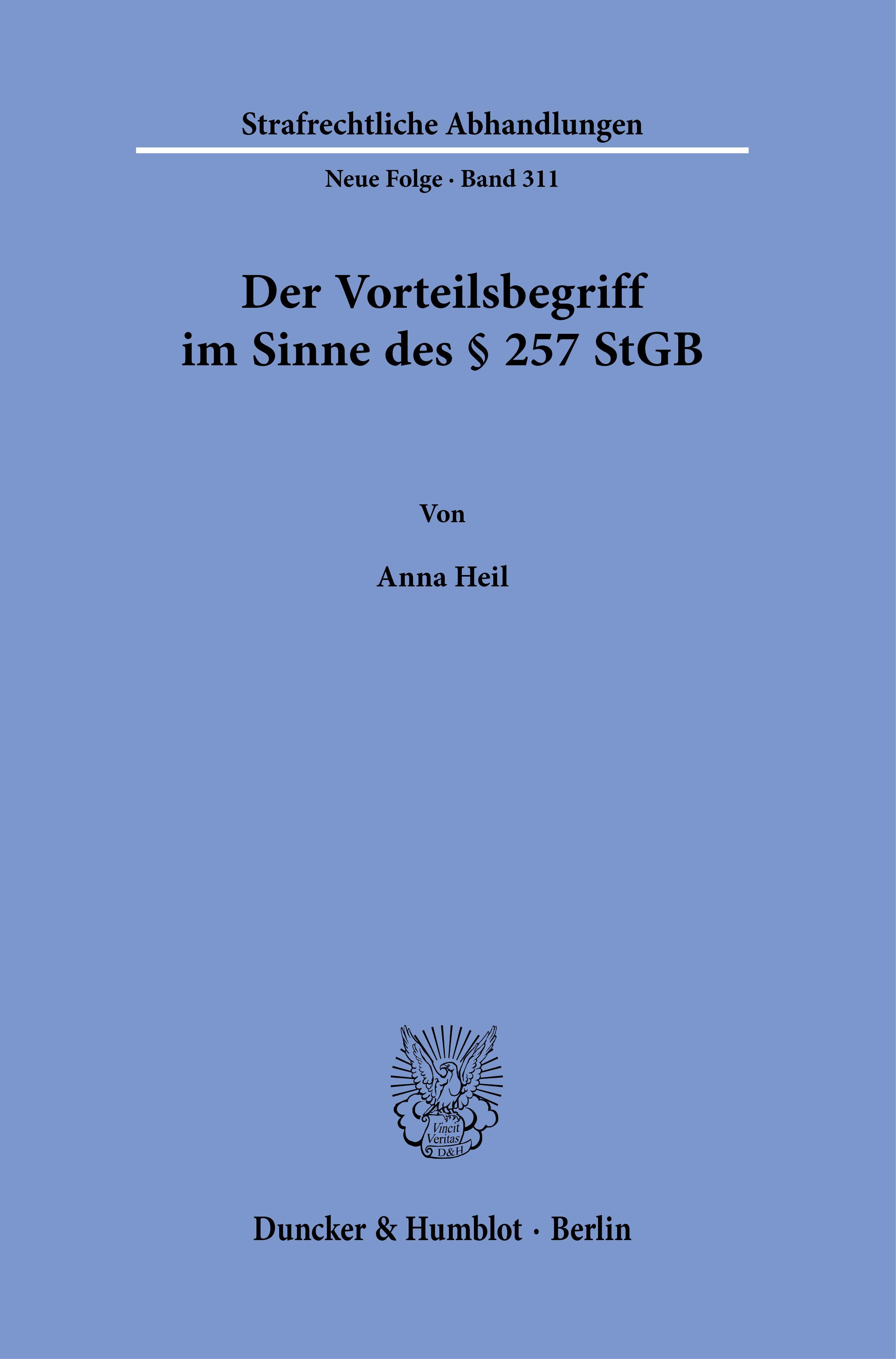 Der Vorteilsbegriff im Sinne des § 257 StGB