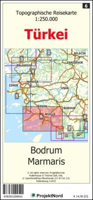 Bodrum - Marmaris - Topographische Reisekarte 1:250.000 Türkei (Blatt 6)