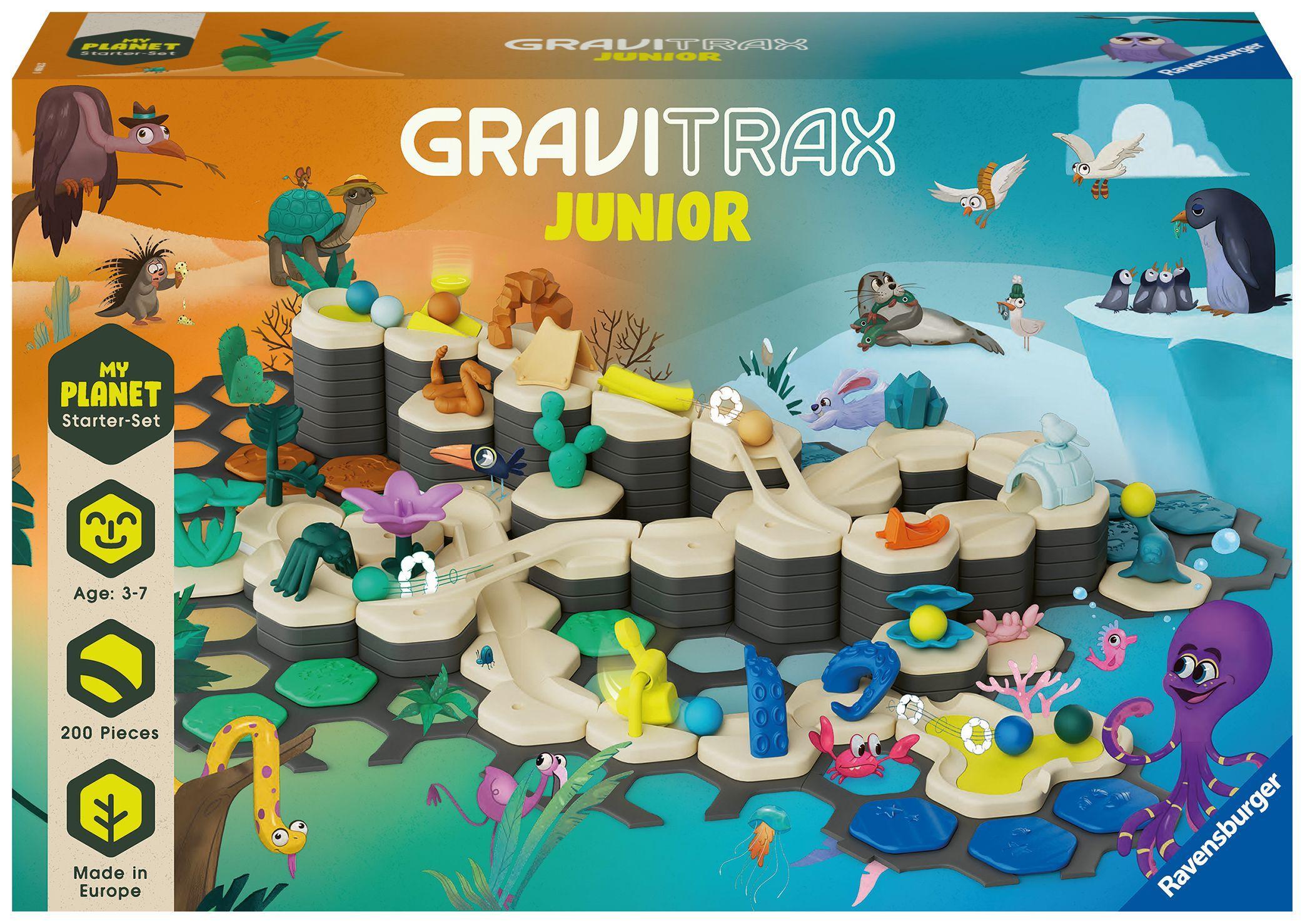 Ravensburger GraviTrax Junior Starter-Set XXL - Erweiterbare Kugelbahn für Kinder, Murmelbahn aus umweltfreundlichen Materialen mit Themenwelten, Lernspielzeug und Konstruktionsspielzeug ab 3 Jahren