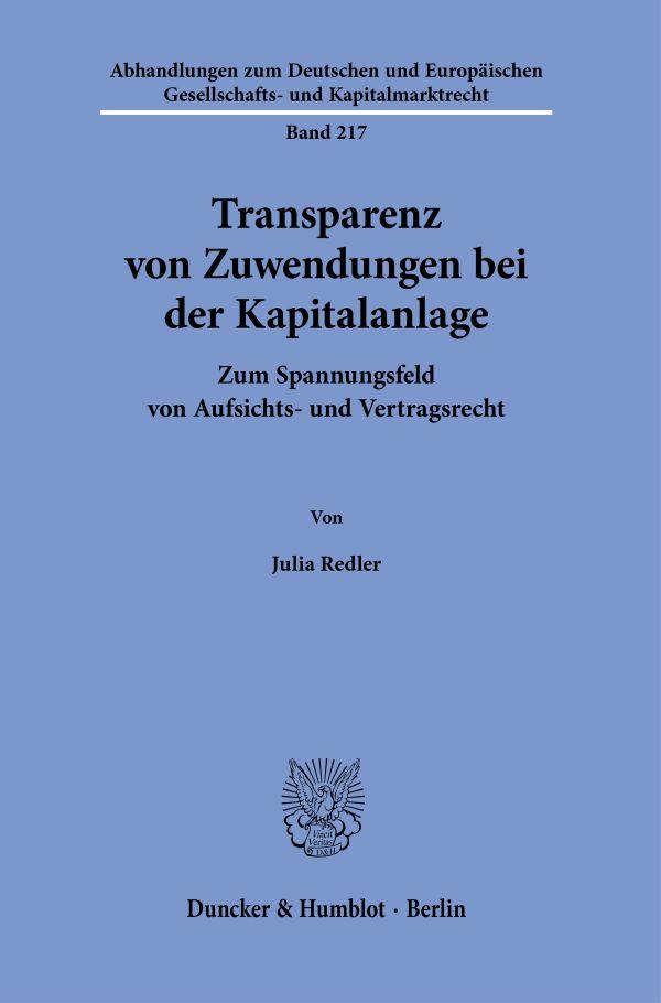 Transparenz von Zuwendungen bei der Kapitalanlage