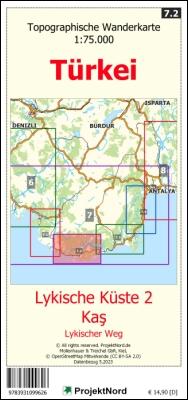 Lykische Küste 2 - Ka¿ - Lykischer Weg - Topographische Wanderkarte 1:75.000 Türkei (Blatt 7.2)