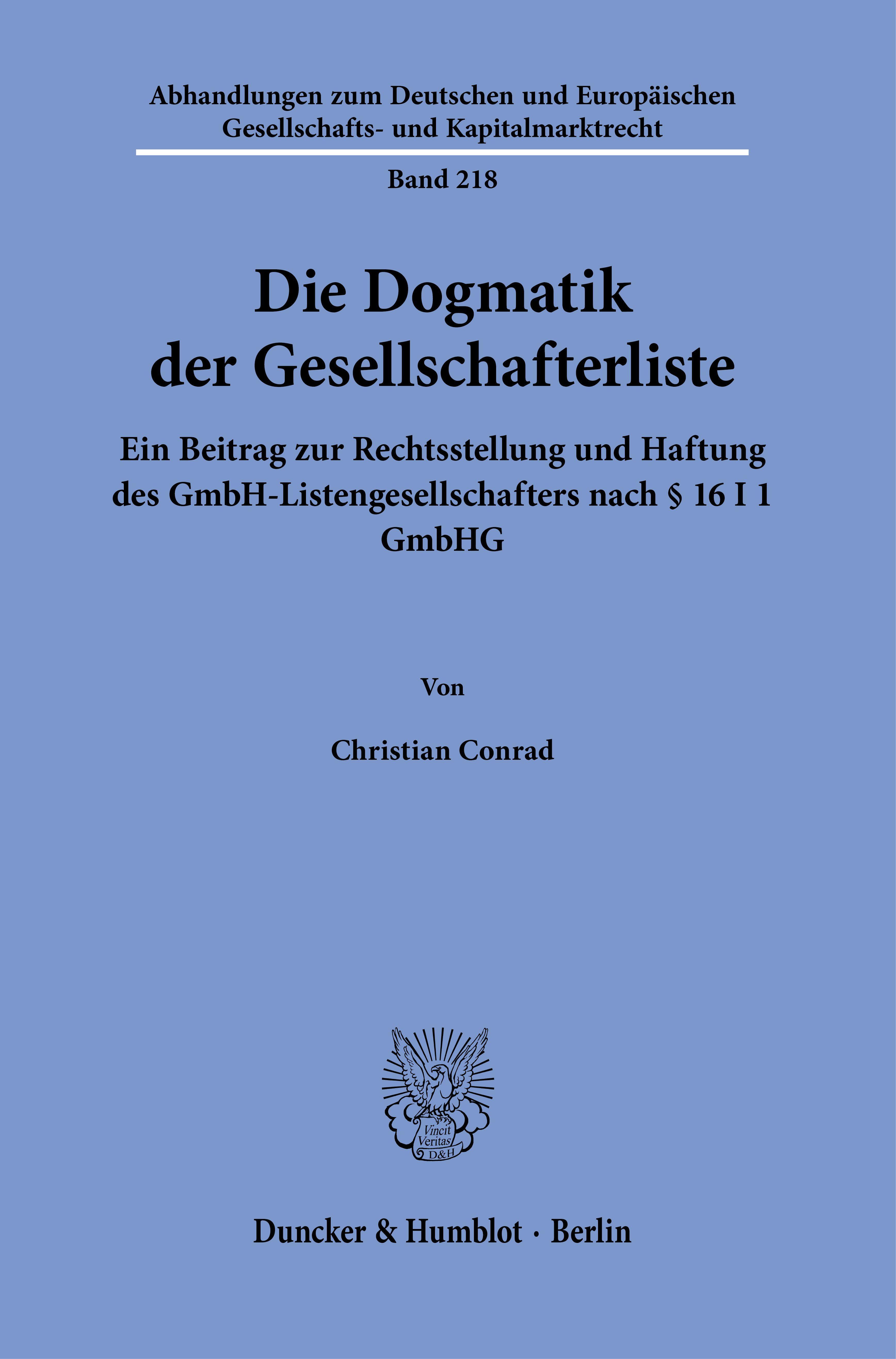 Die Dogmatik der Gesellschafterliste.