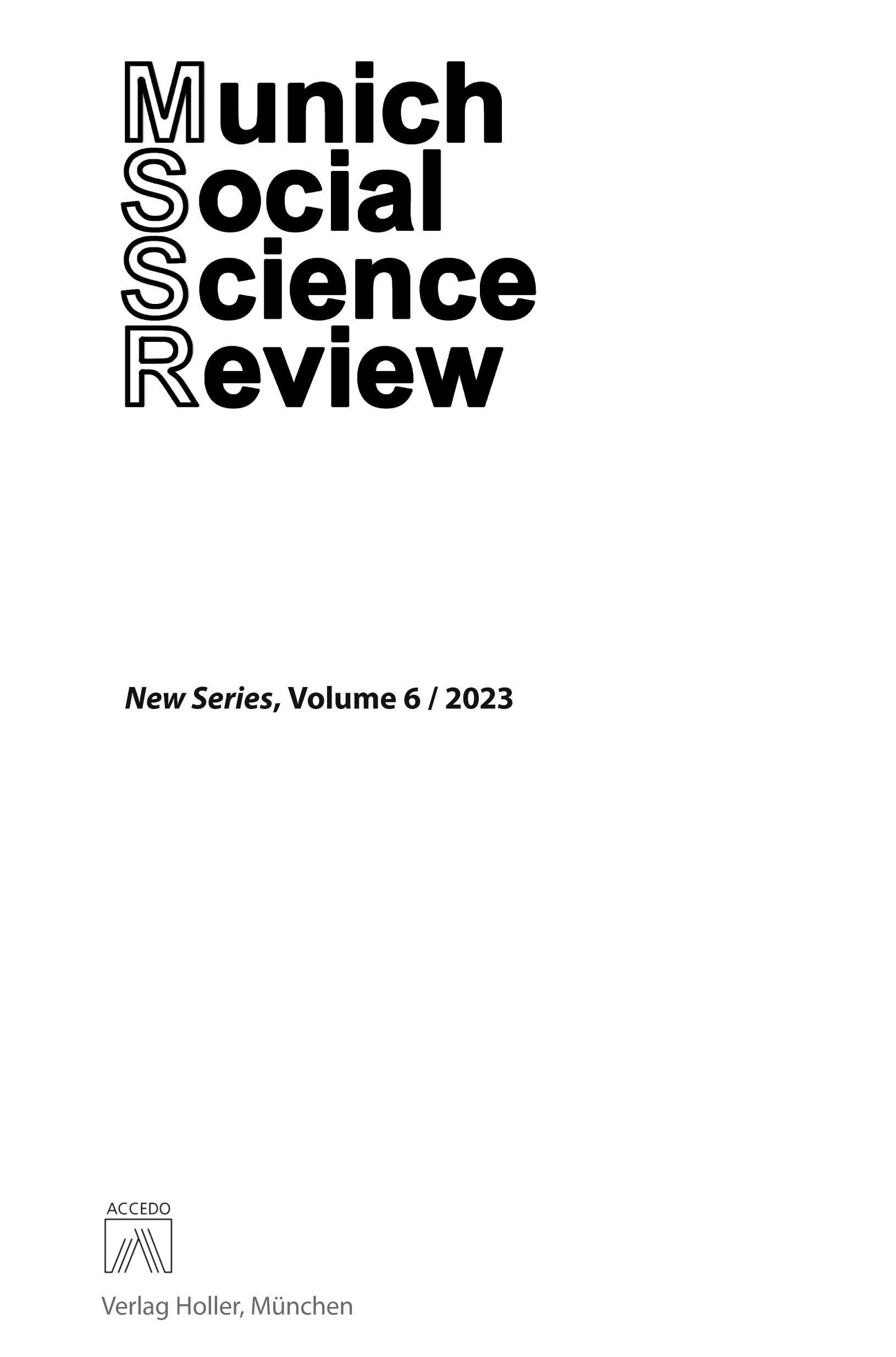 Munich Social Science Review (MSSR), Volume 6