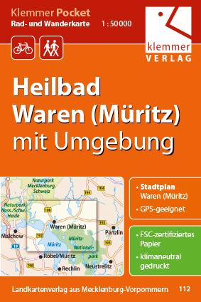 Klemmer Pocket Rad- und Wanderkarte Heilbad Waren (Müritz) mit Umgebung 1 : 50 000