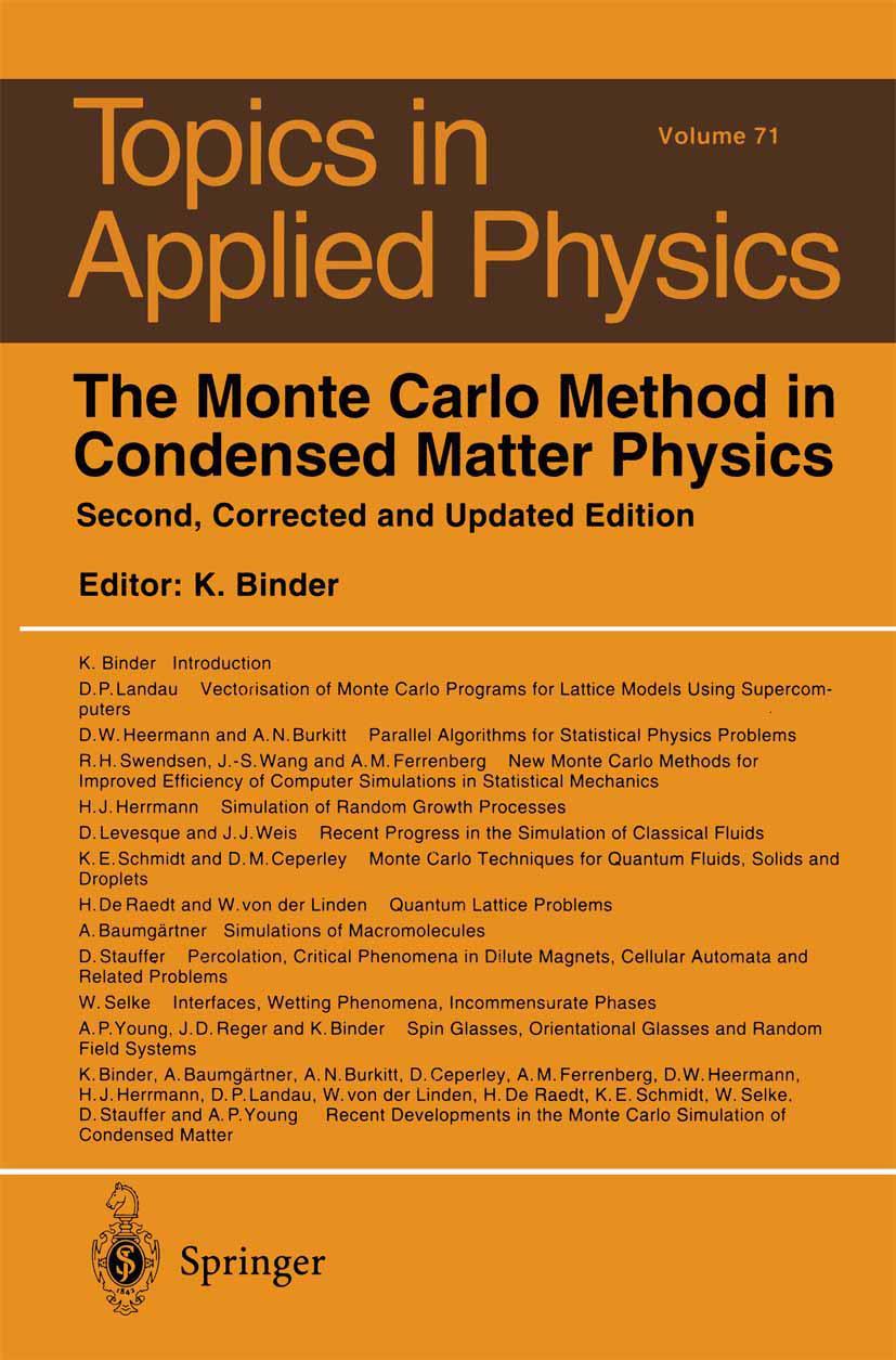 The Monte Carlo Method in Condensed Matter Physics