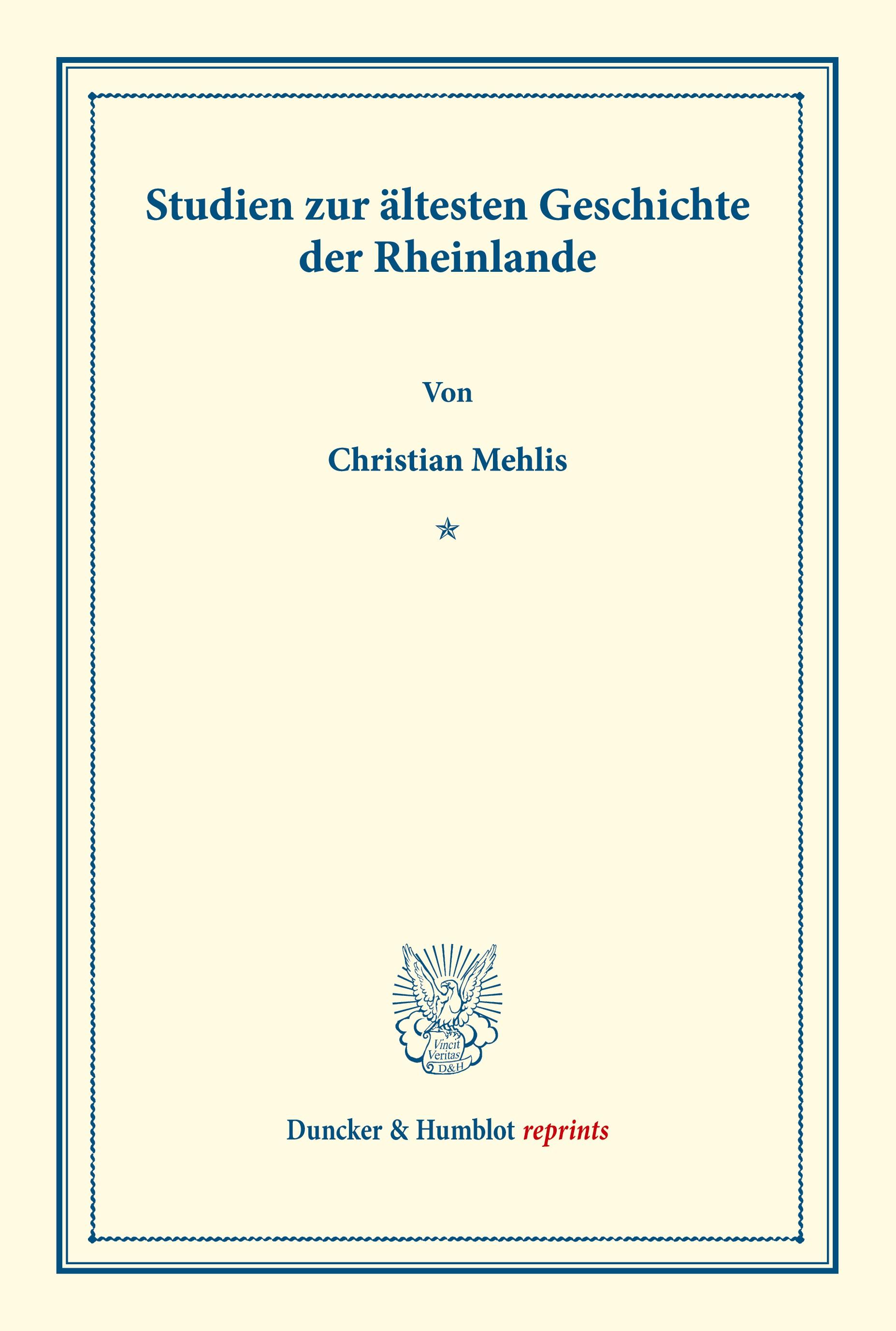 Studien zur ältesten Geschichte der Rheinlande.