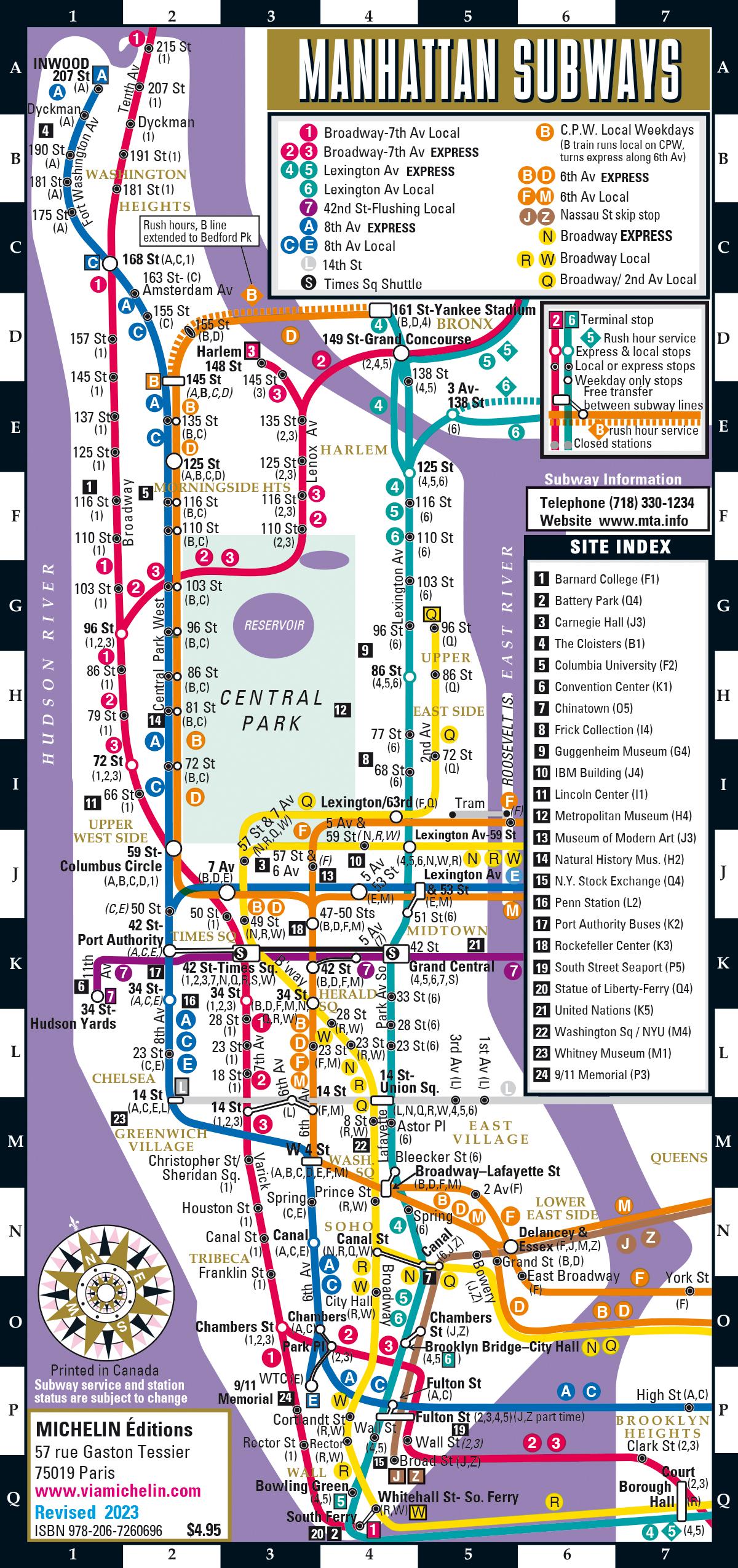 Streetwise Manhattan Bus Subway Map - Laminated Subway & Bus Map of Manhattan, New York