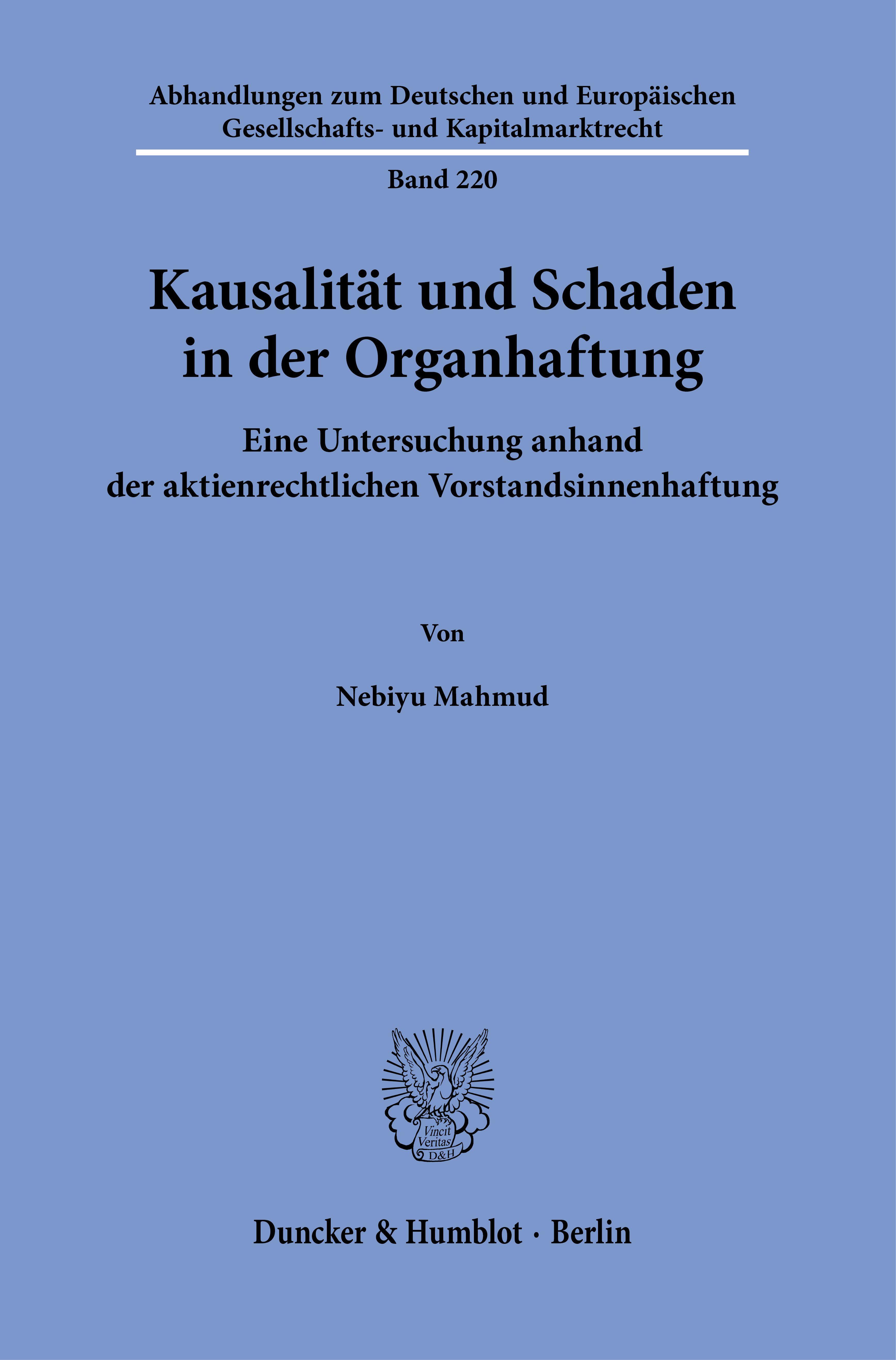 Kausalität und Schaden in der Organhaftung.