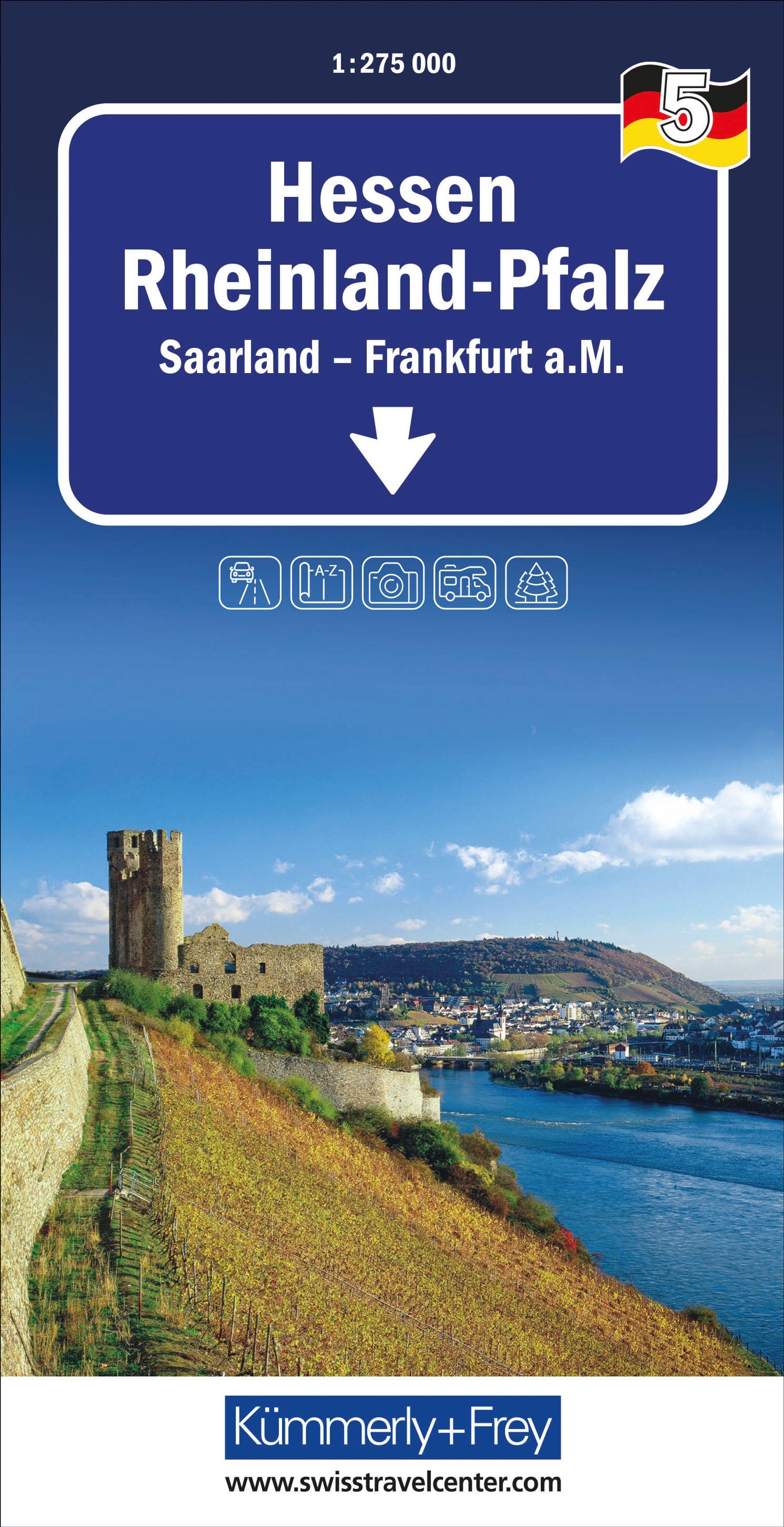 Kümmerly+Frey Regional-Strassenkarte 5 Hessen, Rheinland-Pfalz 1:275.000