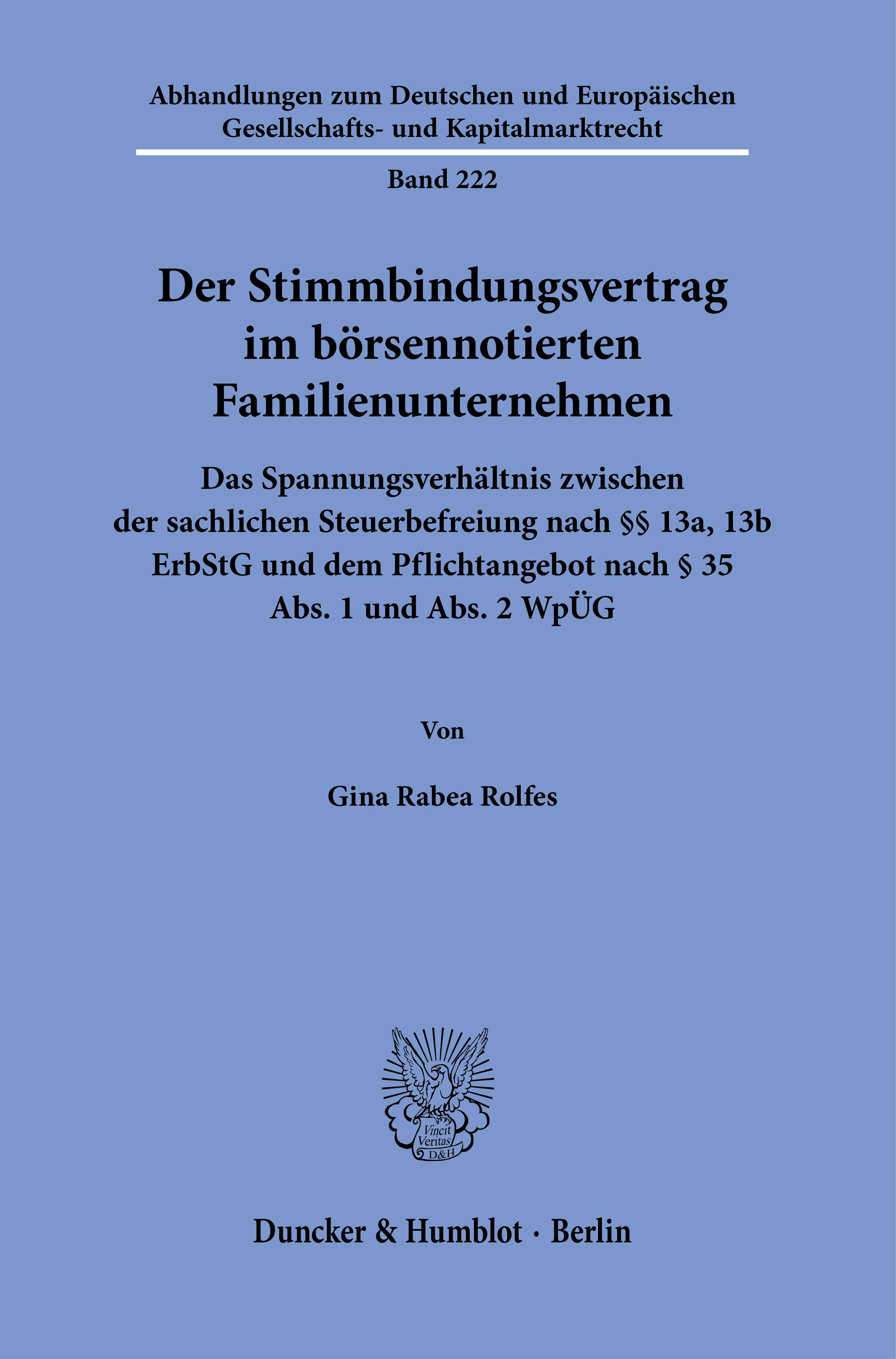 Der Stimmbindungsvertrag im börsennotierten Familienunternehmen