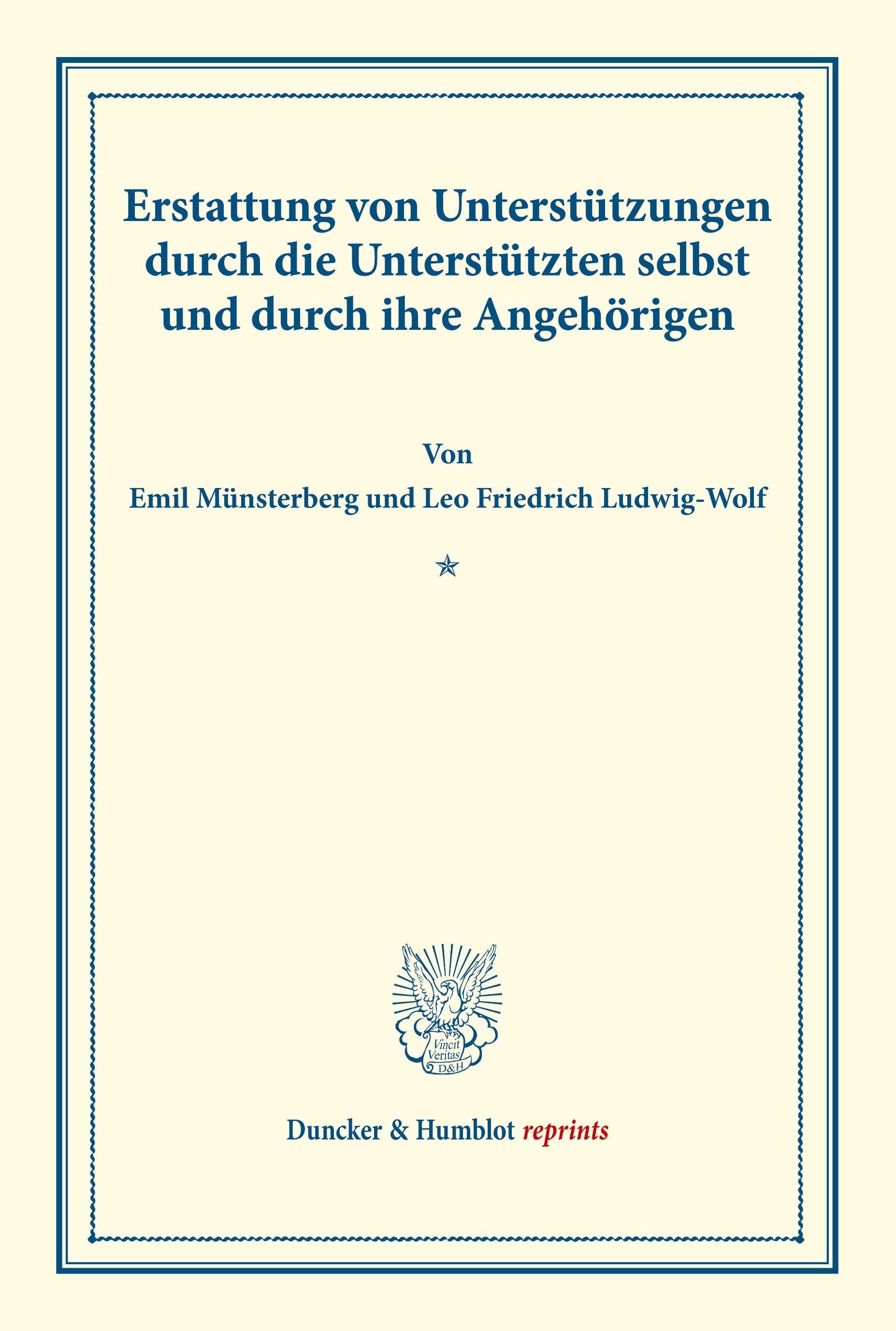 Erstattung von Unterstützungen durch die Unterstützten selbst und durch ihre Angehörigen.