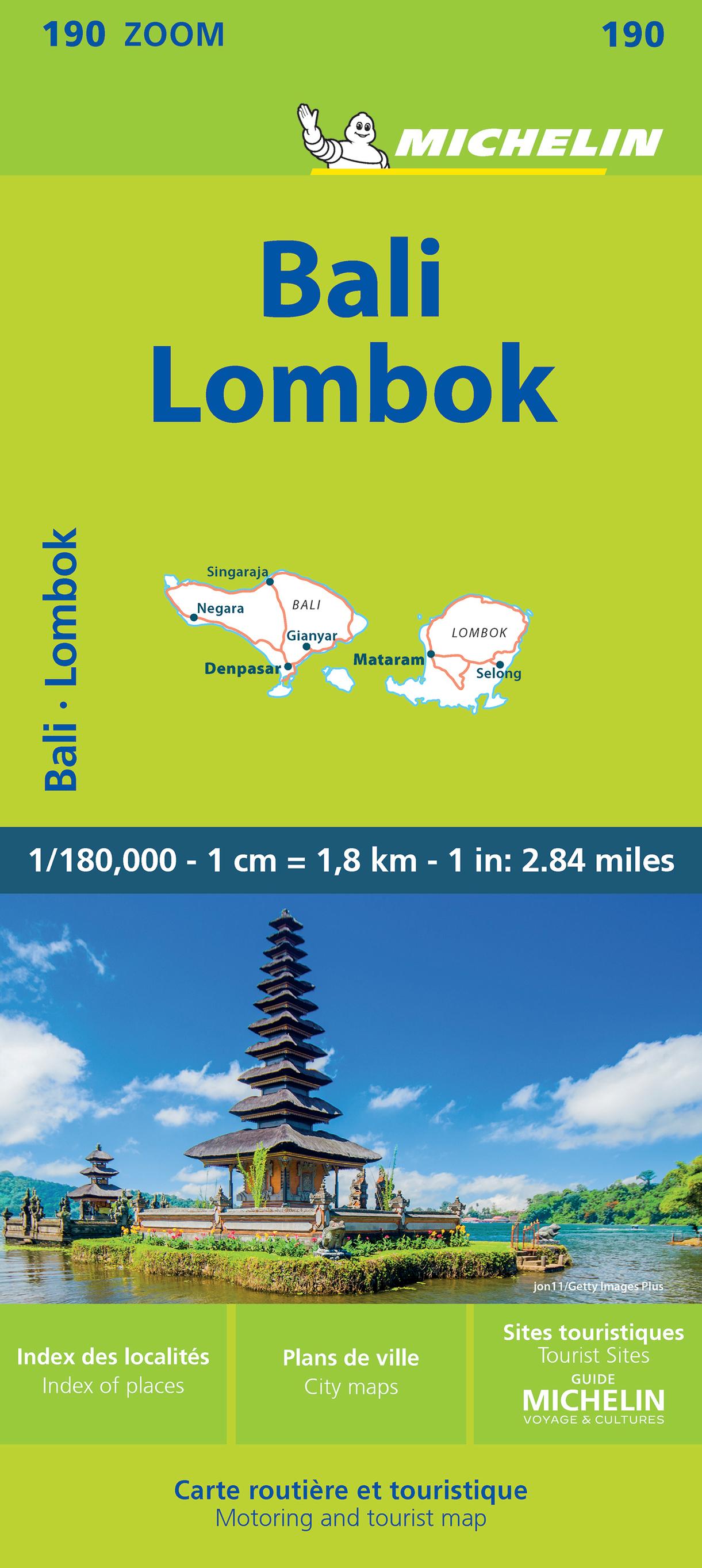 Michelin Bali: Lombok Road and Tourist Zoom Map 190