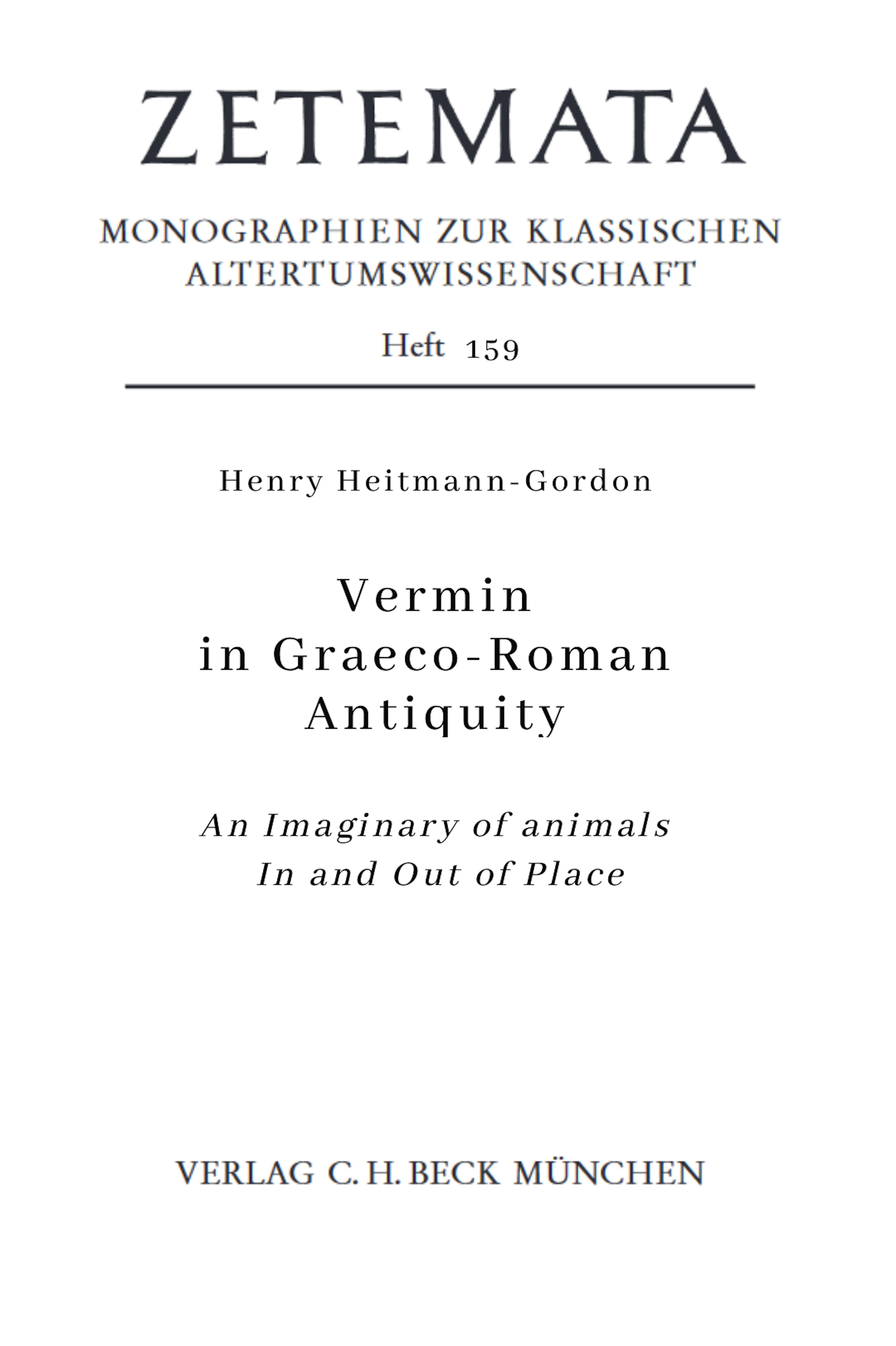 Vermin in Graeco-Roman Antiquity