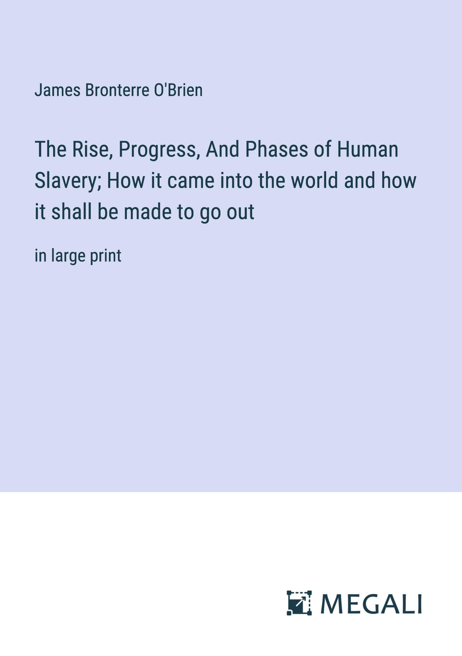 The Rise, Progress, And Phases of Human Slavery; How it came into the world and how it shall be made to go out