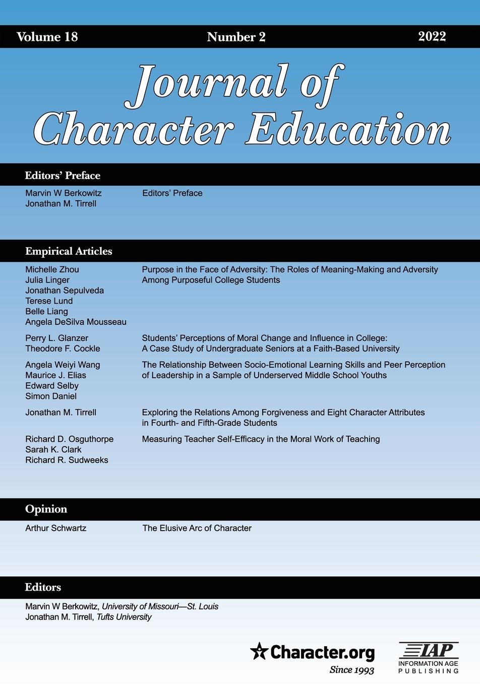 Journal of Character Education Volume 18 Number 2  2022