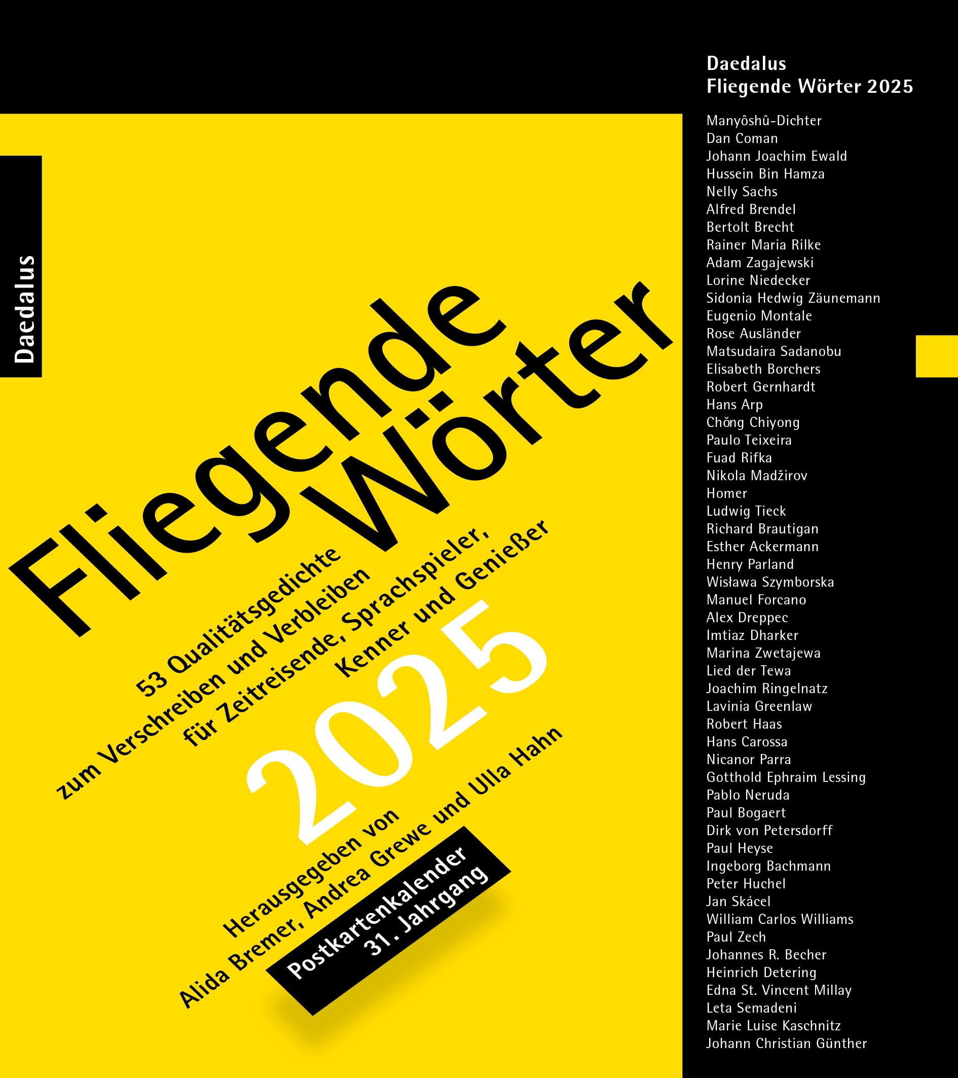 Fliegende Wörter 2025. Postkartenkalender