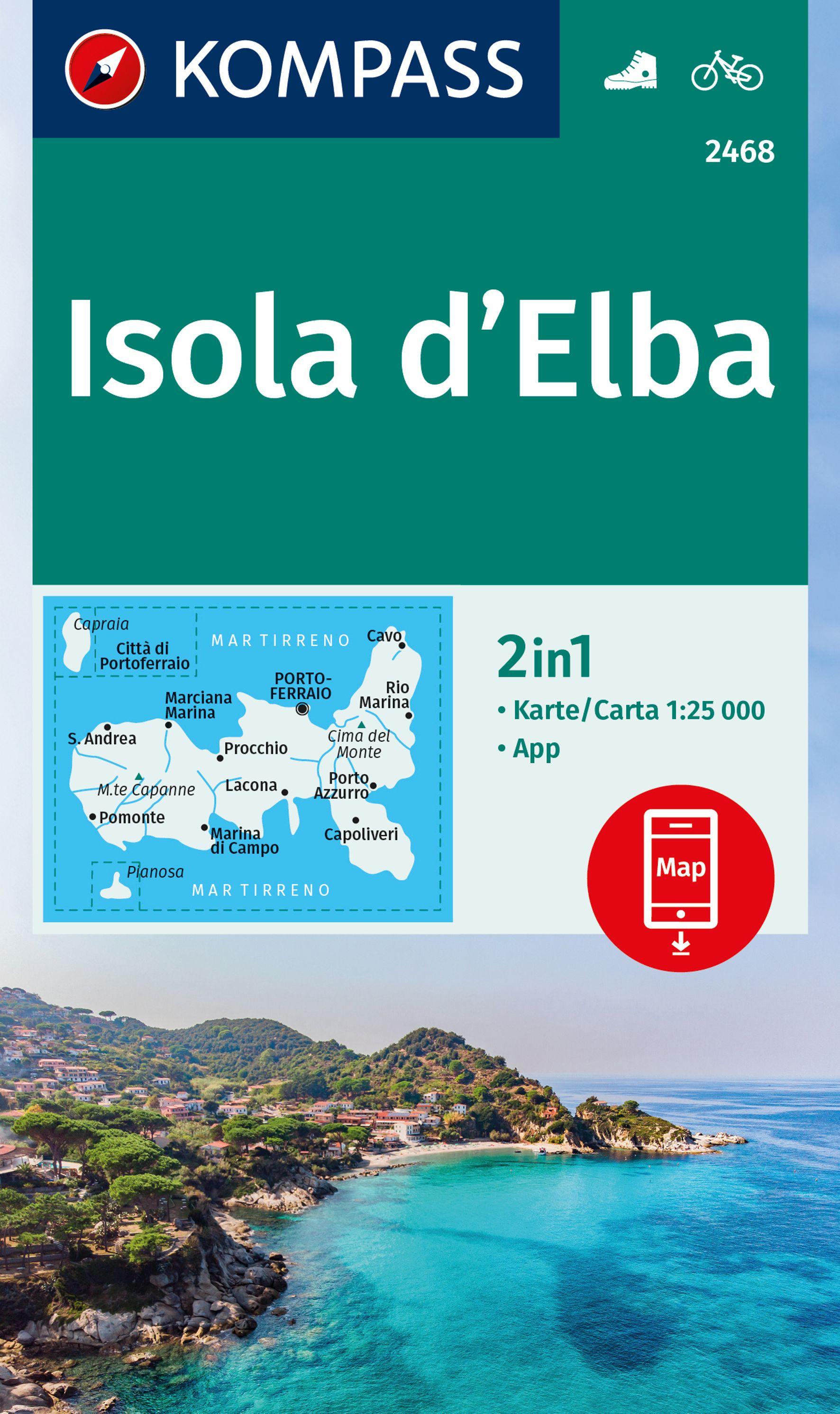 KOMPASS Wanderkarte 2468 Isola d' Elba 1:25.000