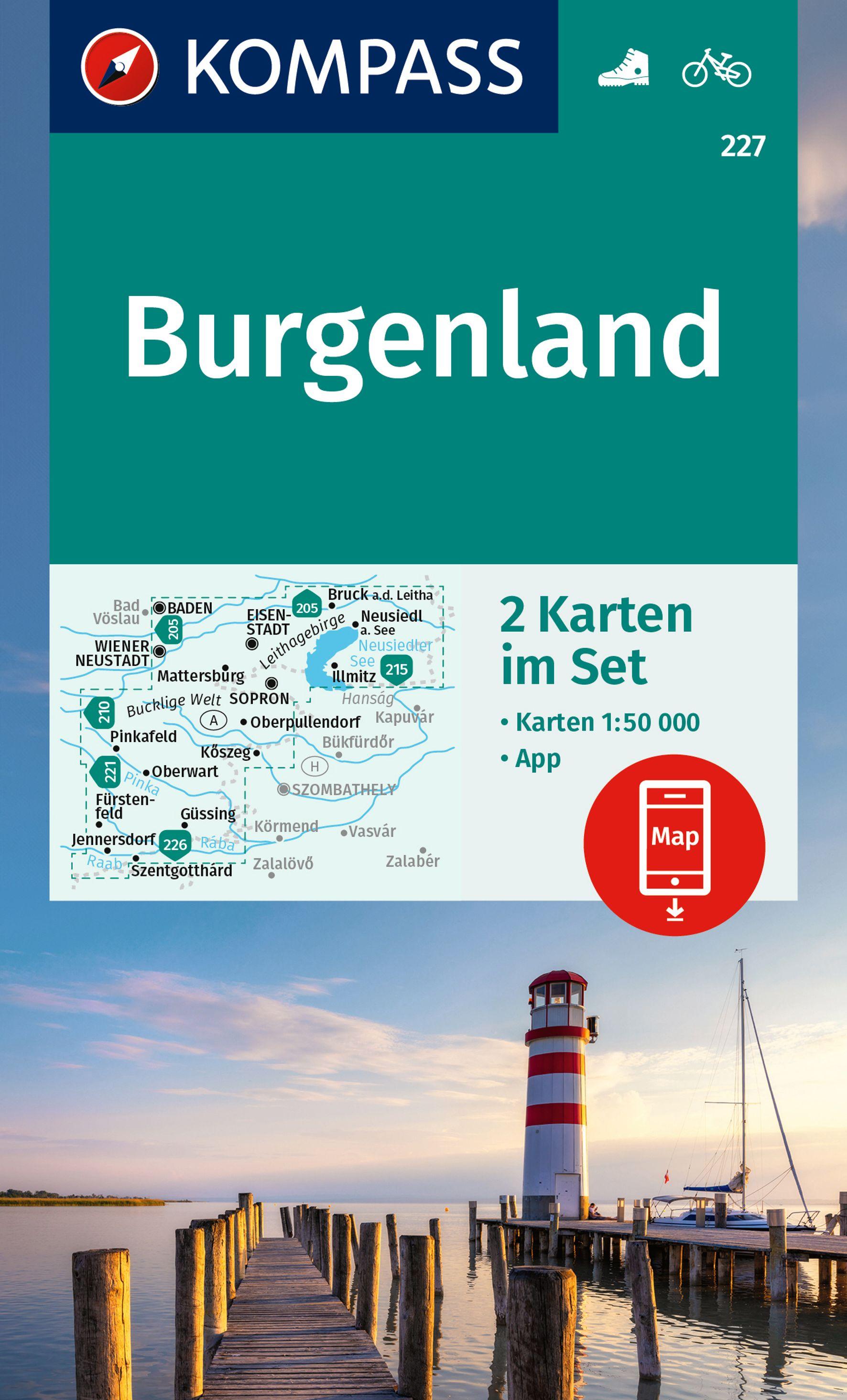 KOMPASS Wanderkarten-Set 227 Burgenland (2 Karten) 1:50.000