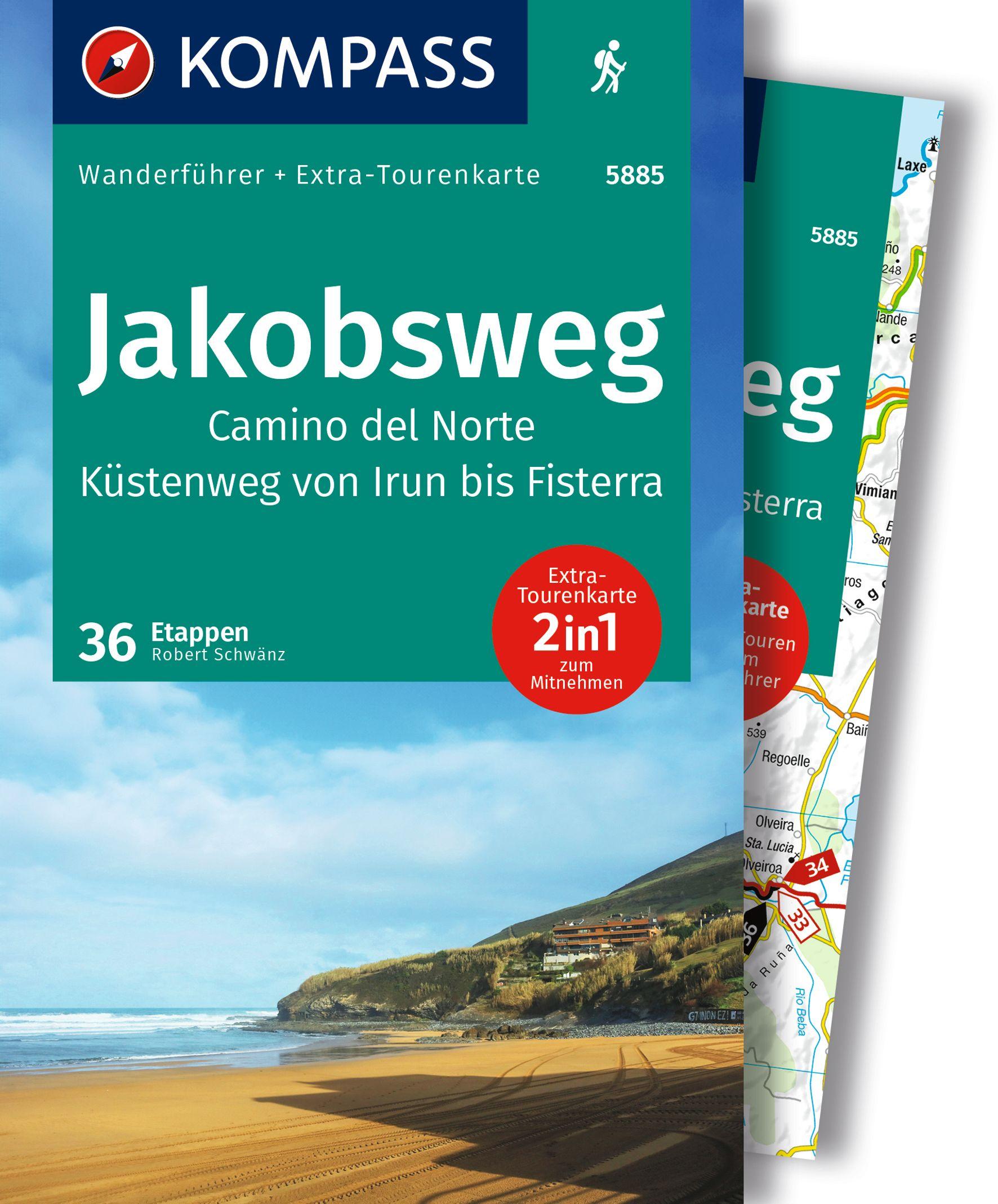 KOMPASS Wanderführer Jakobsweg Camino del Norte, 36 Etappen mit Extra-Tourenkarte