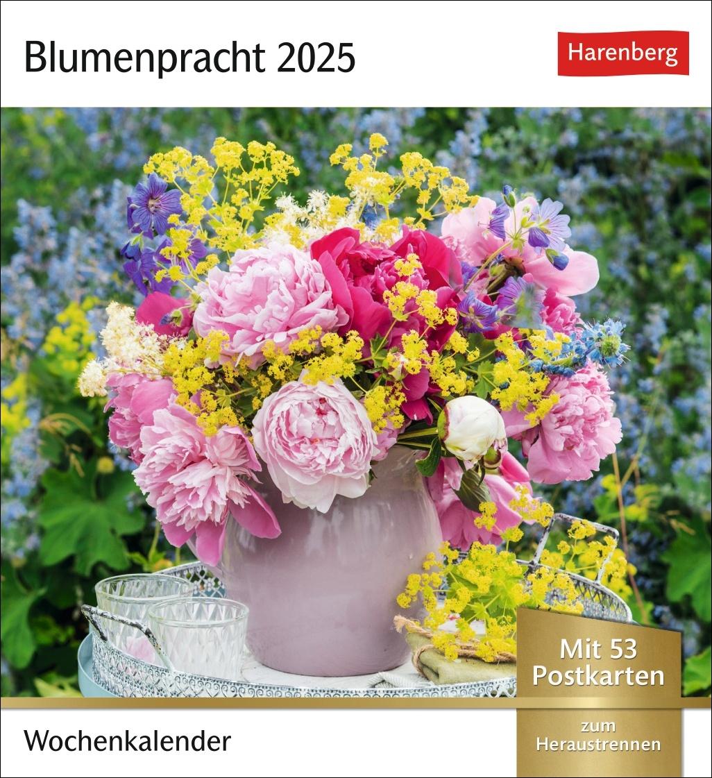 Blumenpracht Postkartenkalender 2025 - Wochenkalender mit 53 Postkarten