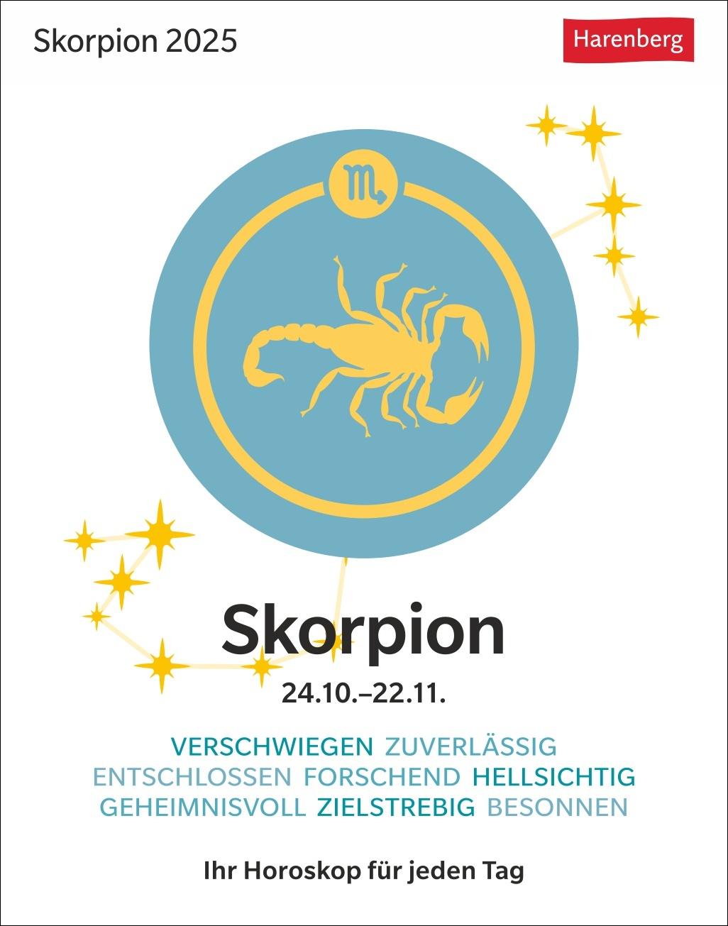 Skorpion Sternzeichenkalender 2025 - Tagesabreißkalender - Ihr Horoskop für jeden Tag