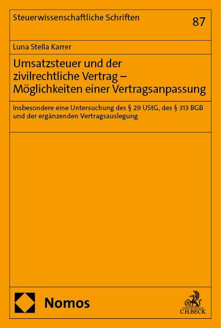 Umsatzsteuer und der zivilrechtliche Vertrag - Möglichkeiten einer Vertragsanpassung