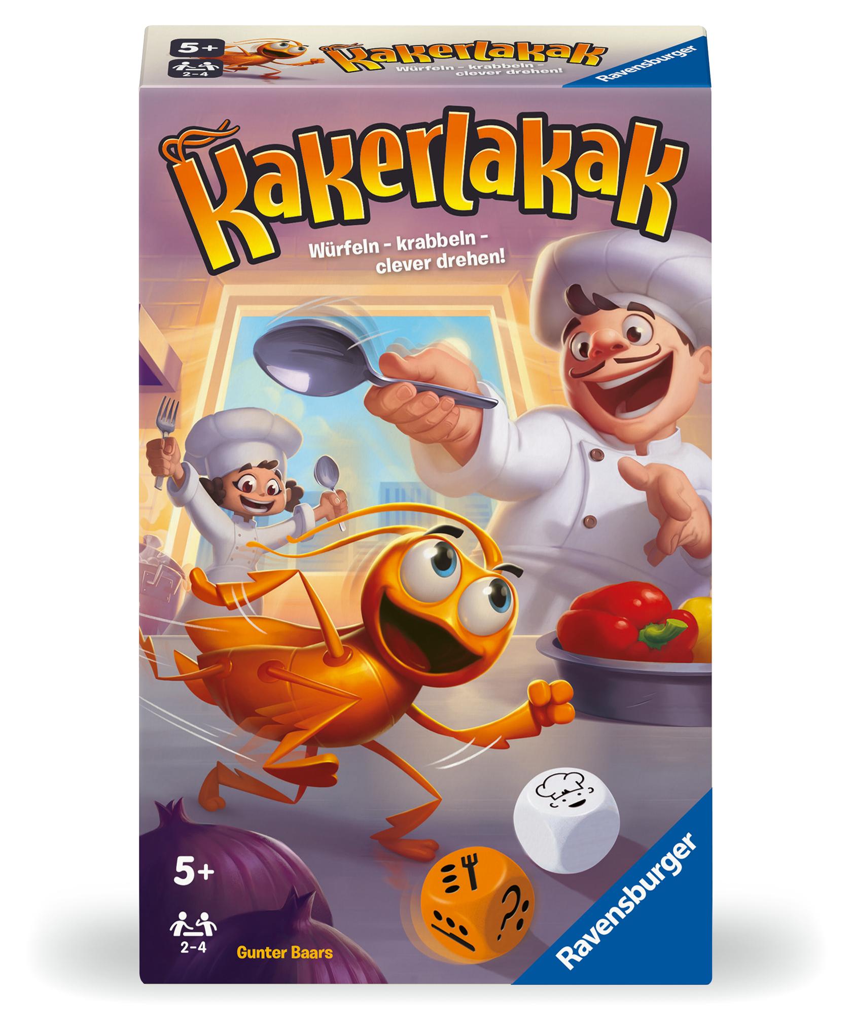 Ravensburger 22446 - Kakerlakak, Mitbringspiel für 2-4 Personen, Kinderspiel ab 5 Jahren, kompaktes Format, Reisespiel, Brettspiel