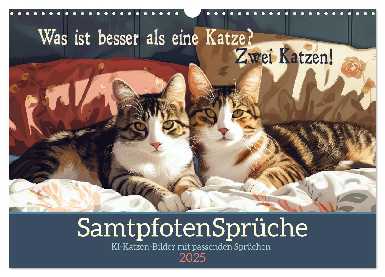 Samtpfotensprüche (Wandkalender 2025 DIN A3 quer), CALVENDO Monatskalender