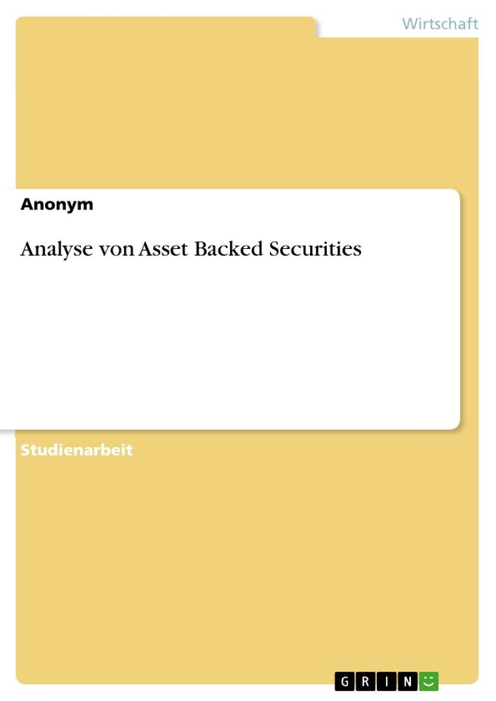 Analyse von Asset Backed Securities