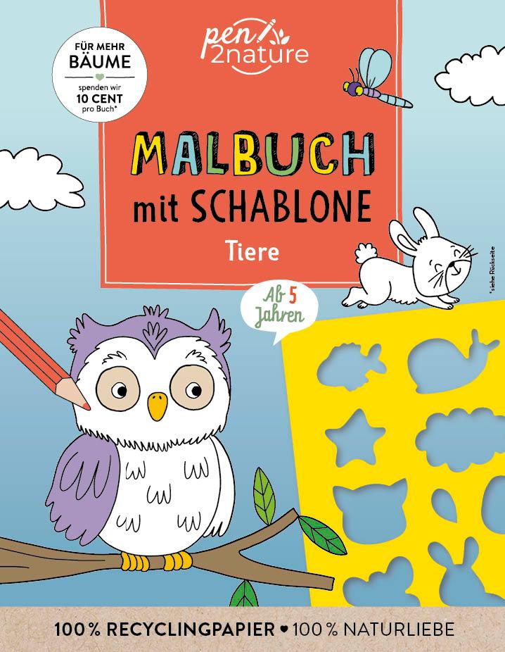 Malbuch mit Schablone. Tiere