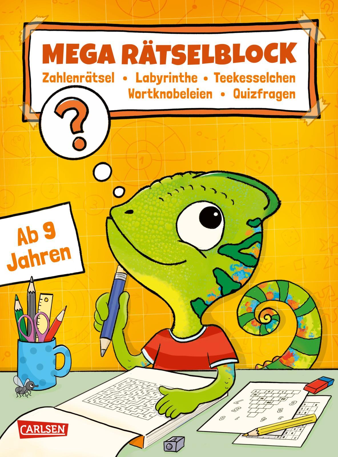 Rätseln für Kinder ab 8: Mega Rätselblock - Zahlenrätsel, Labyrinthe, Teekesselchen, Wortknobeleien, Quizfragen