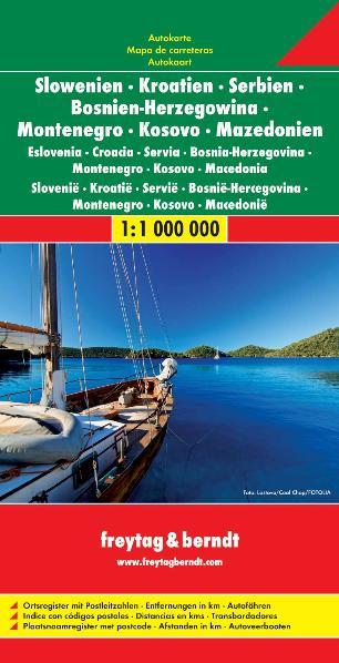 Slowenien / Kroatien / Serbien / Bosnien-Herzegowina / Montenegro / Kosovo / Mazedonien 1 : 1 000 000. Autokarte