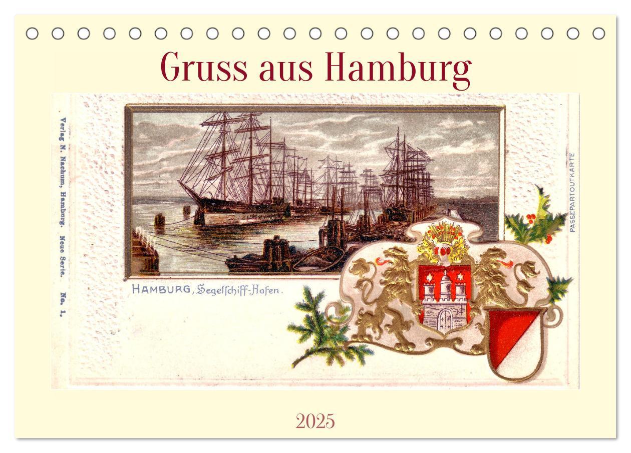 Gruss aus Hamburg (Tischkalender 2025 DIN A5 quer), CALVENDO Monatskalender