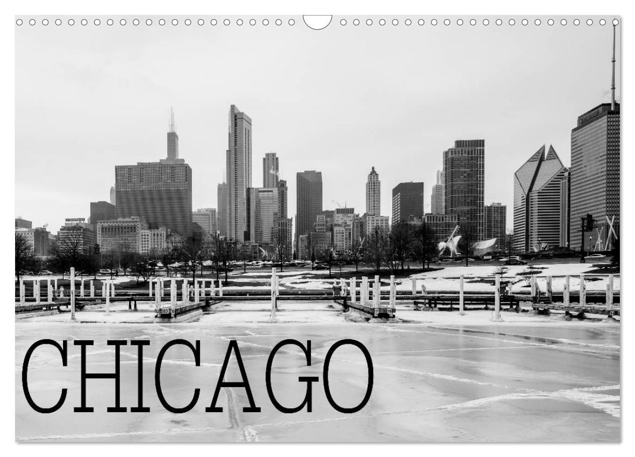 Icy Chicago (Wandkalender 2025 DIN A3 quer), CALVENDO Monatskalender