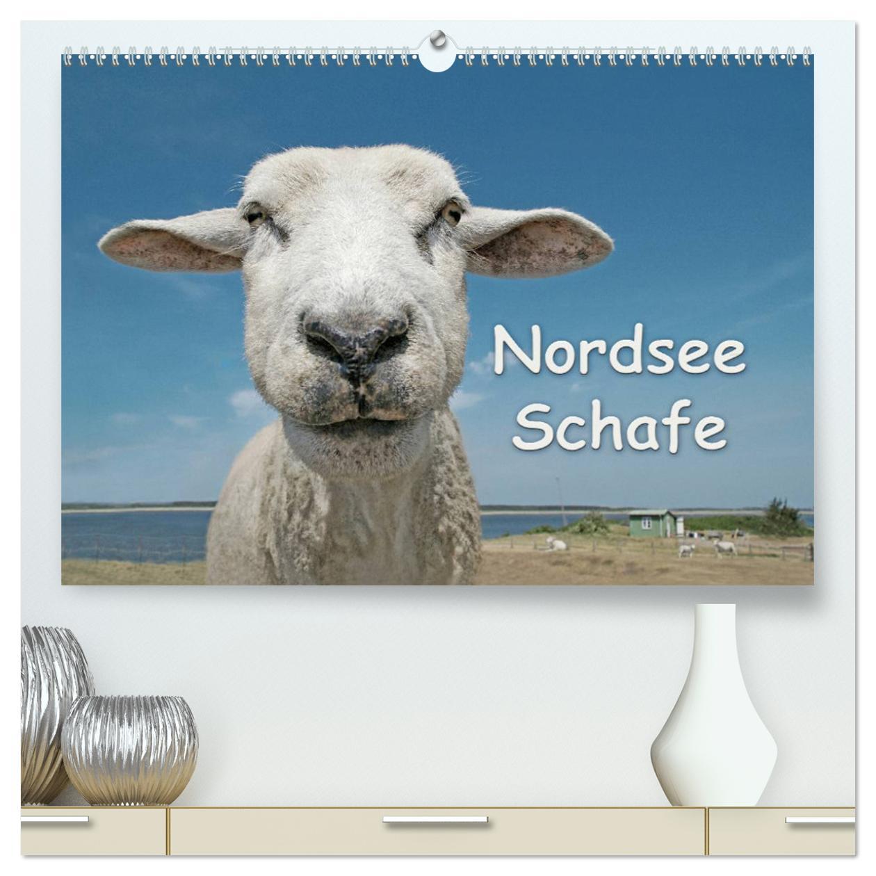 Nordsee Schafe (hochwertiger Premium Wandkalender 2025 DIN A2 quer), Kunstdruck in Hochglanz