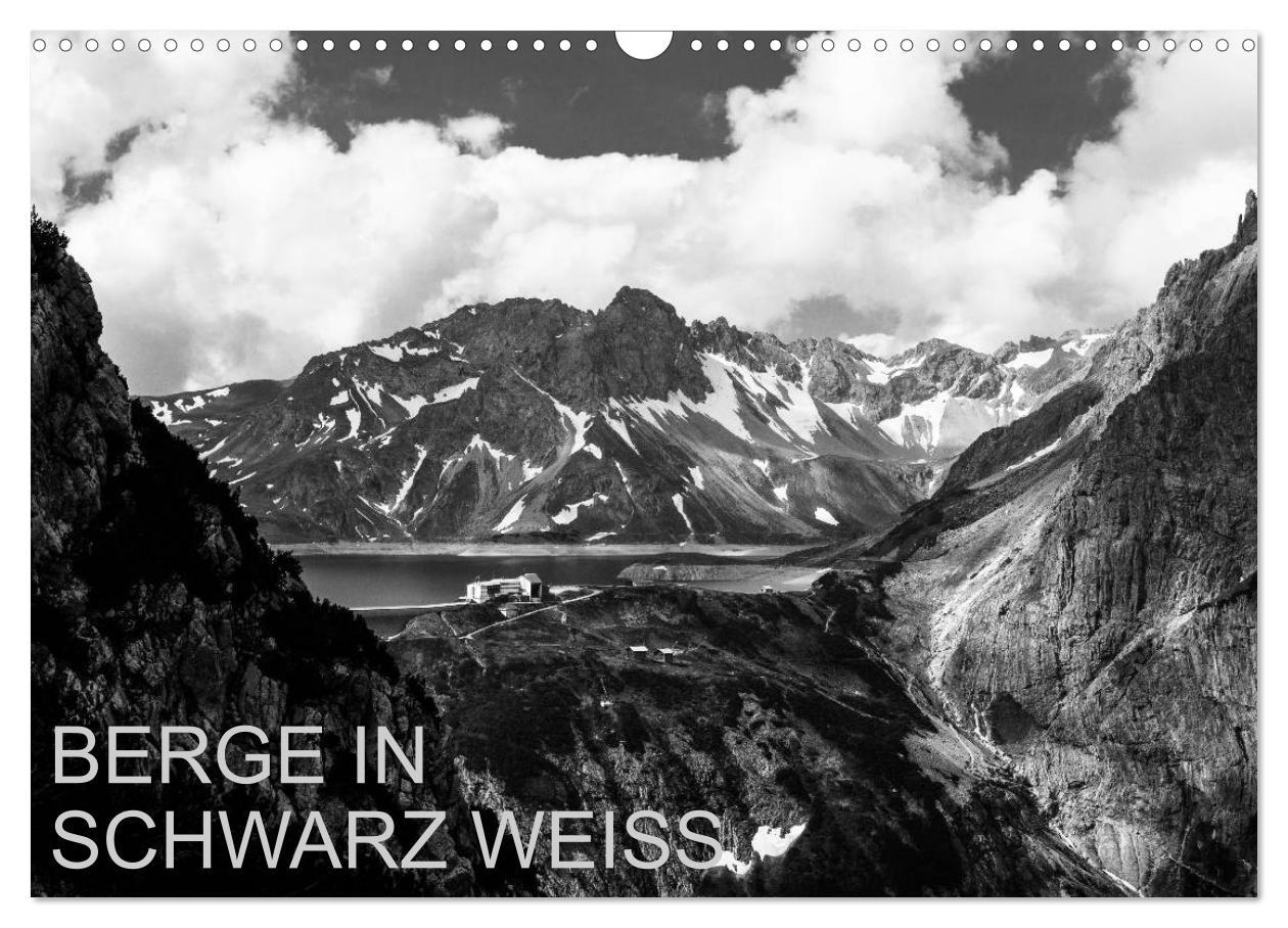 BERGE IN SCHWARZ WEISS (Wandkalender 2025 DIN A3 quer), CALVENDO Monatskalender