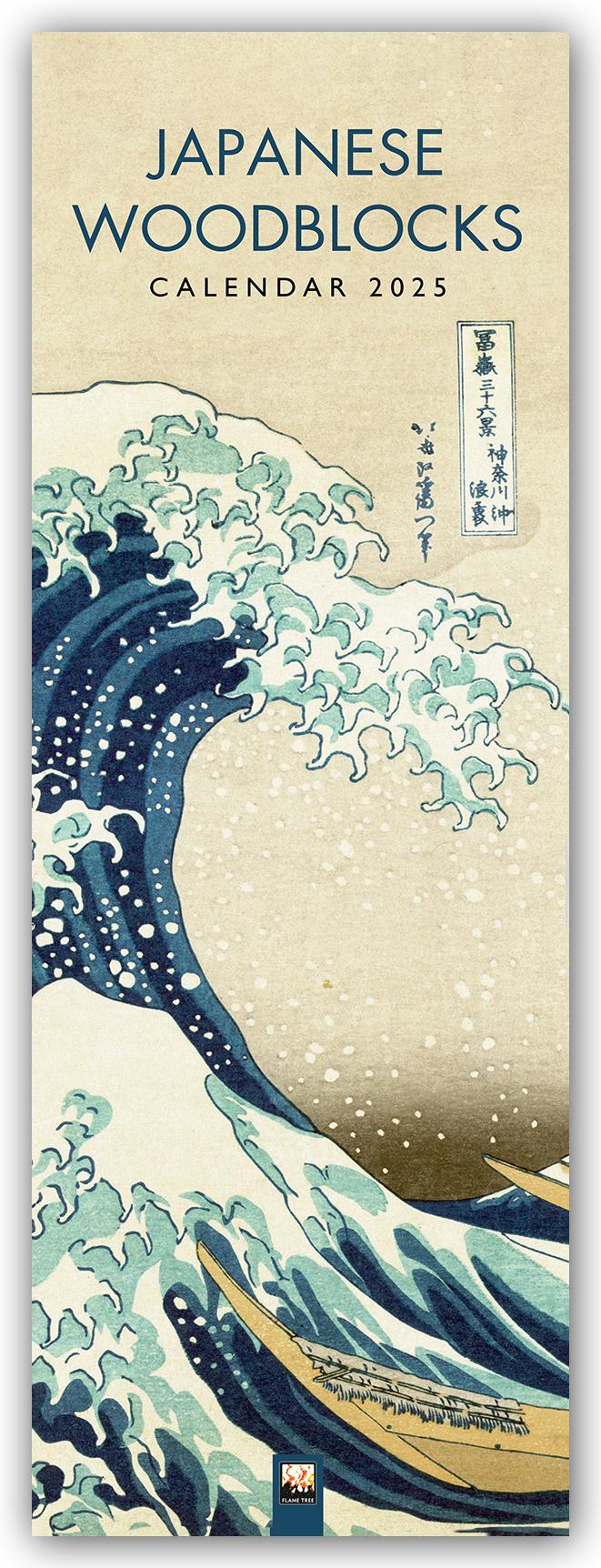 Japanese Woodblocks - Japanische Holzschnitte - Slimline-Kalender 2025