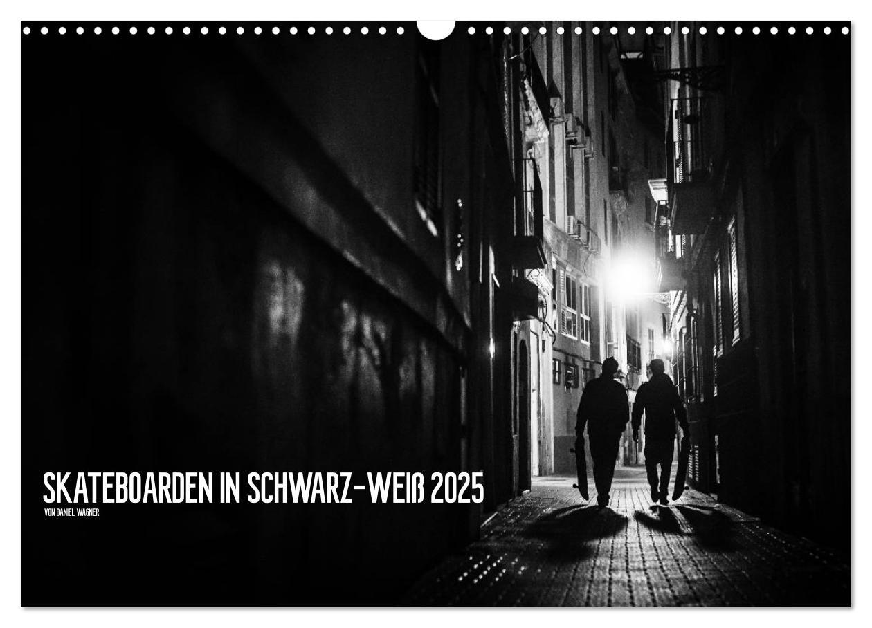 Skateboarden in Schwarz-Weiß (Wandkalender 2025 DIN A3 quer), CALVENDO Monatskalender