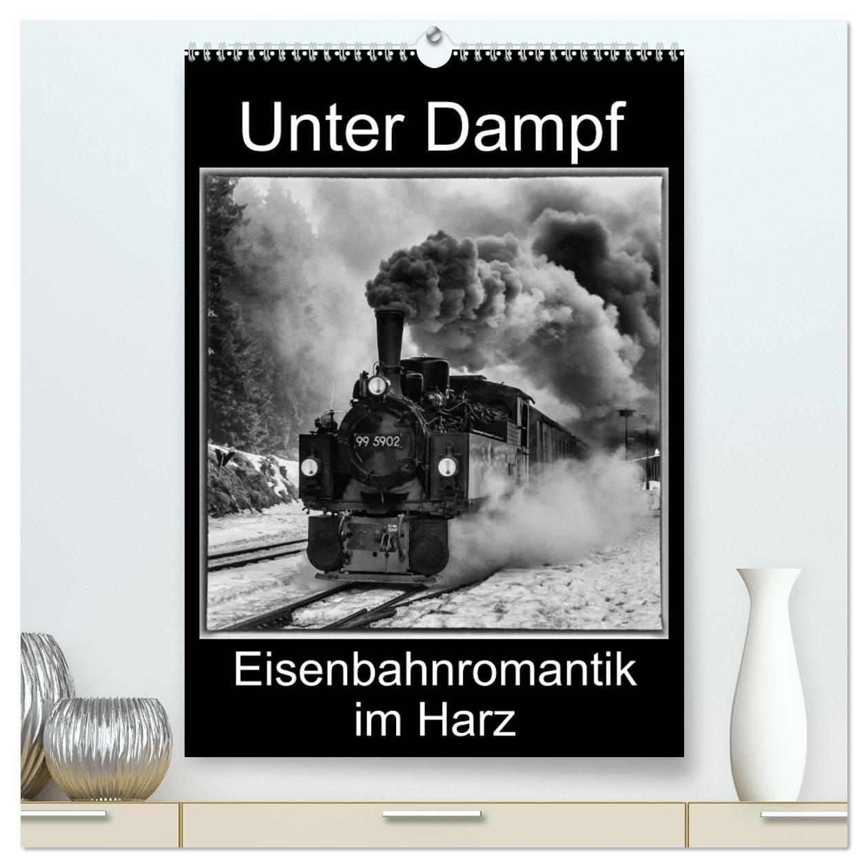 Unter Dampf. Eisenbahnromantik im Harz (hochwertiger Premium Wandkalender 2025 DIN A2 hoch), Kunstdruck in Hochglanz