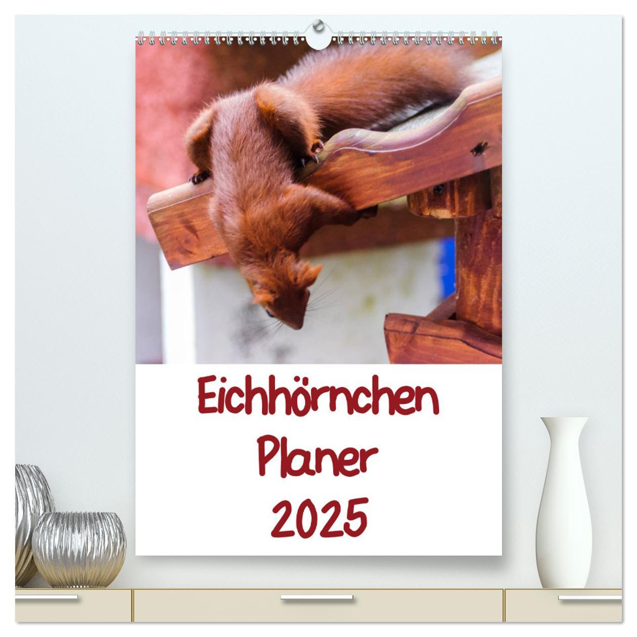 Eichhörnchen Planer 2025 (hochwertiger Premium Wandkalender 2025 DIN A2 hoch), Kunstdruck in Hochglanz