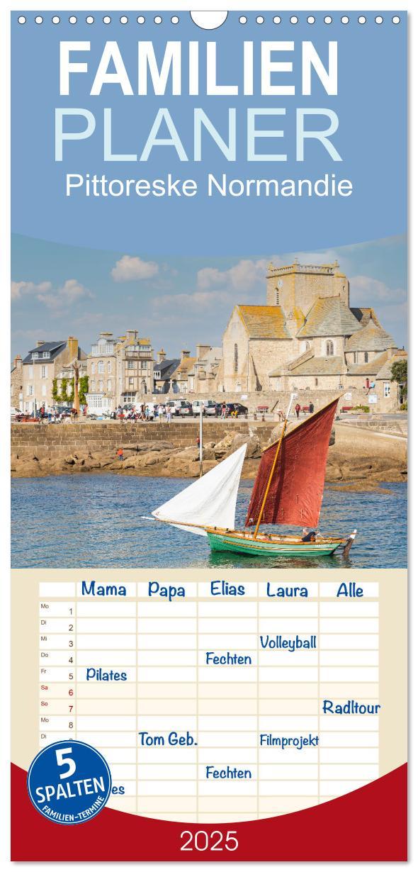 Familienplaner 2025 - Pittoreske Normandie mit 5 Spalten (Wandkalender, 21 x 45 cm) CALVENDO