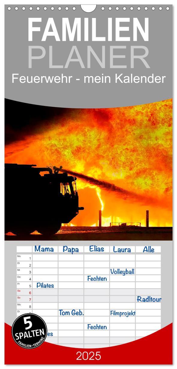 Familienplaner 2025 - Feuerwehr - mein Kalender mit 5 Spalten (Wandkalender, 21 x 45 cm) CALVENDO