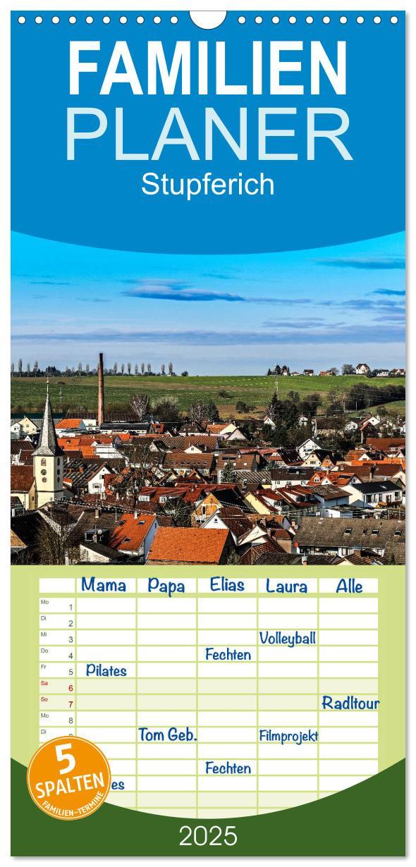 Familienplaner 2025 - Stupferich mit 5 Spalten (Wandkalender, 21 x 45 cm) CALVENDO