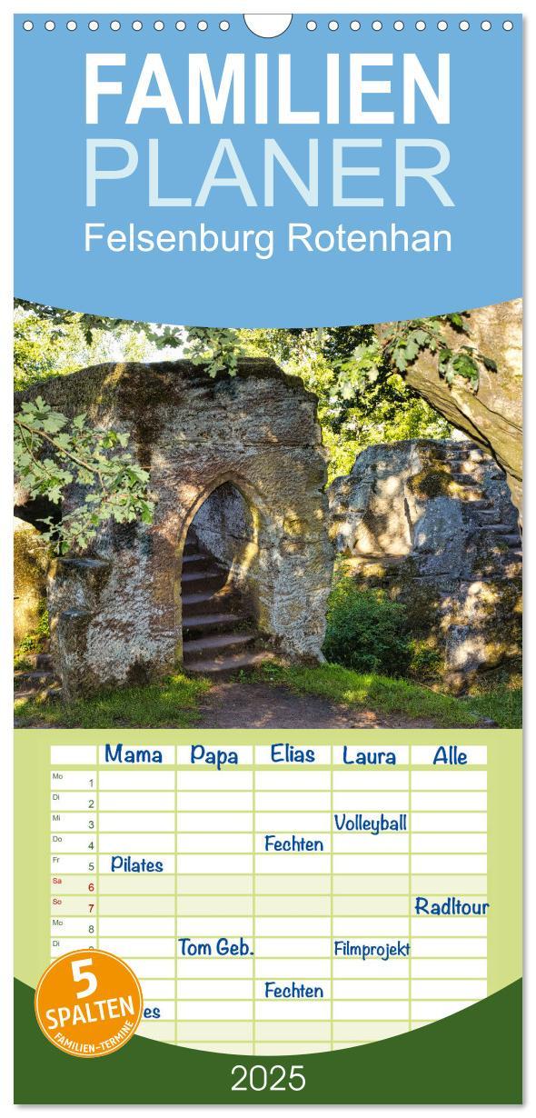 Familienplaner 2025 - Felsenburg Rotenhan mit 5 Spalten (Wandkalender, 21 x 45 cm) CALVENDO