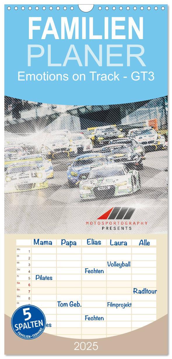 Familienplaner 2025 - Emotions on Track - Langstreckenmeisterschaft am Nürburgring - GT3 mit 5 Spalten (Wandkalender, 21 x 45 cm) CALVENDO