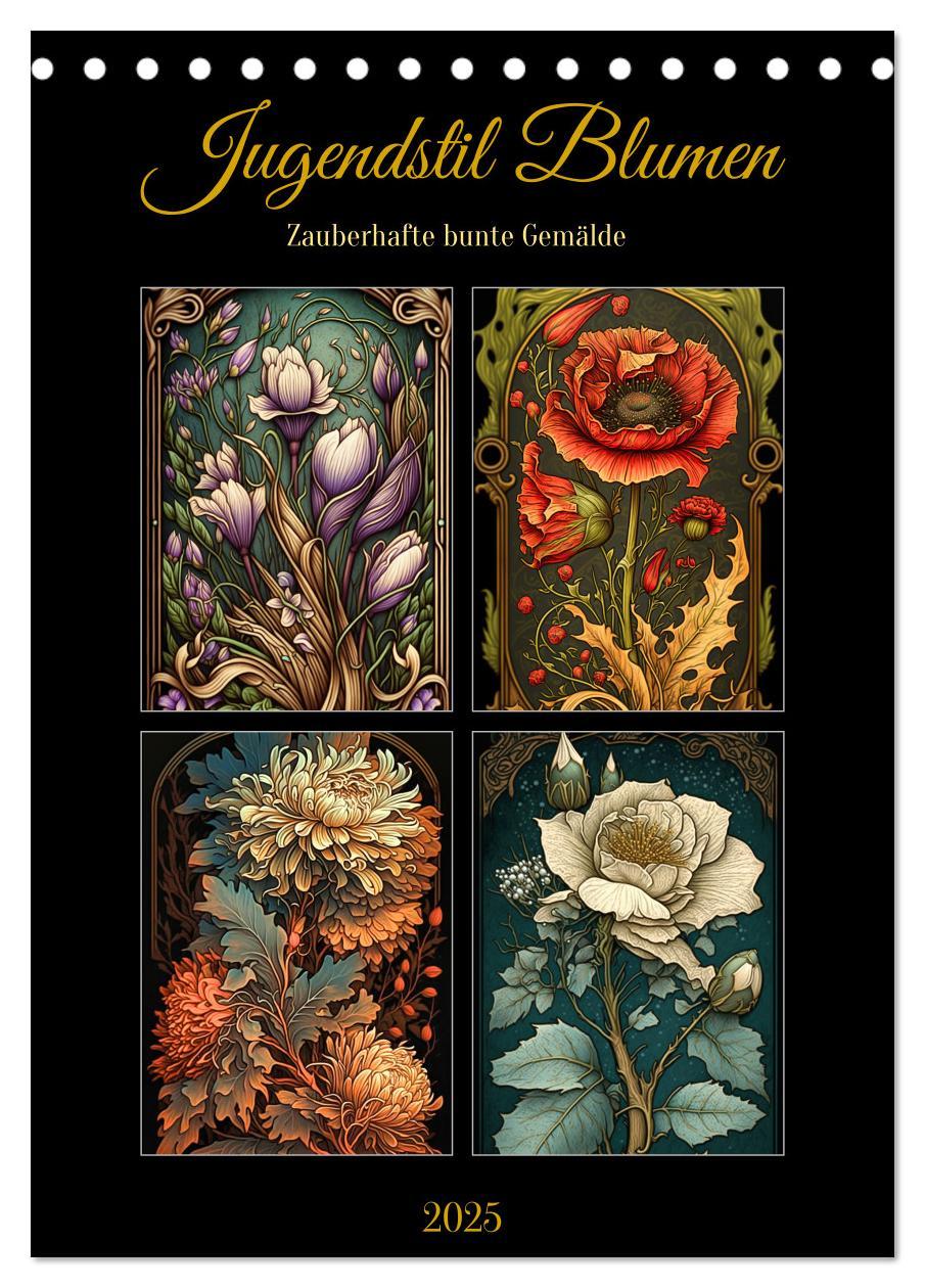 Jugendstil Blumen (Tischkalender 2025 DIN A5 hoch), CALVENDO Monatskalender