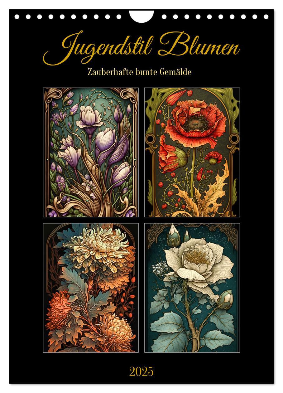 Jugendstil Blumen (Wandkalender 2025 DIN A4 hoch), CALVENDO Monatskalender